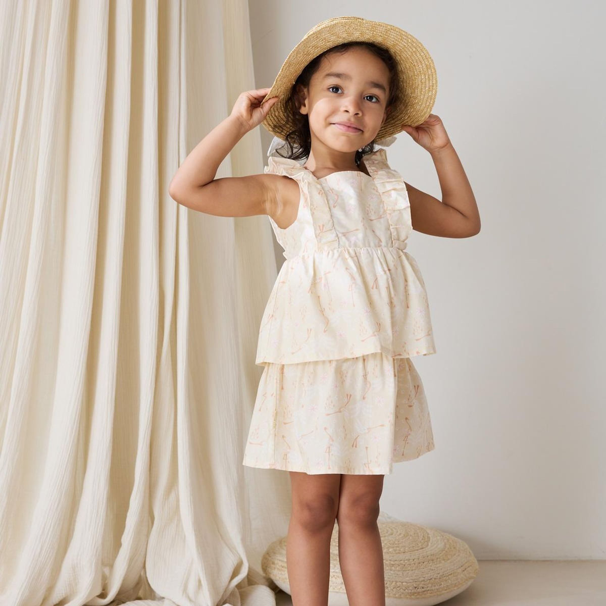 Petit Béguin Robe enfant en popeline Poésie d'été