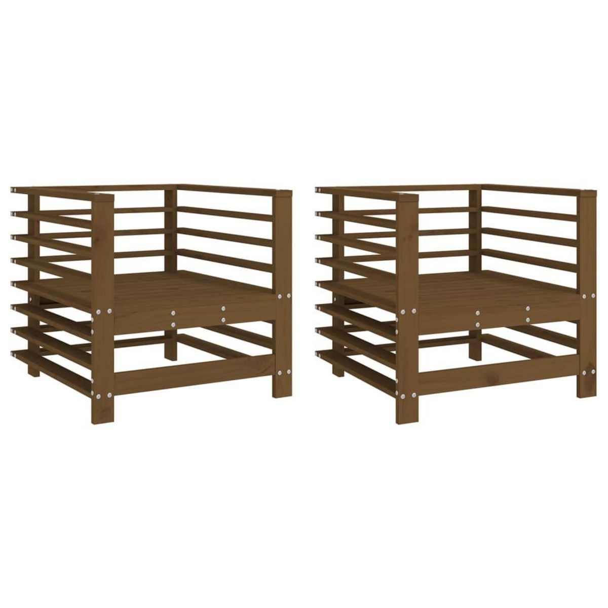 VIDAXL Chaises de jardin lot de 2 marron miel bois massif de pin