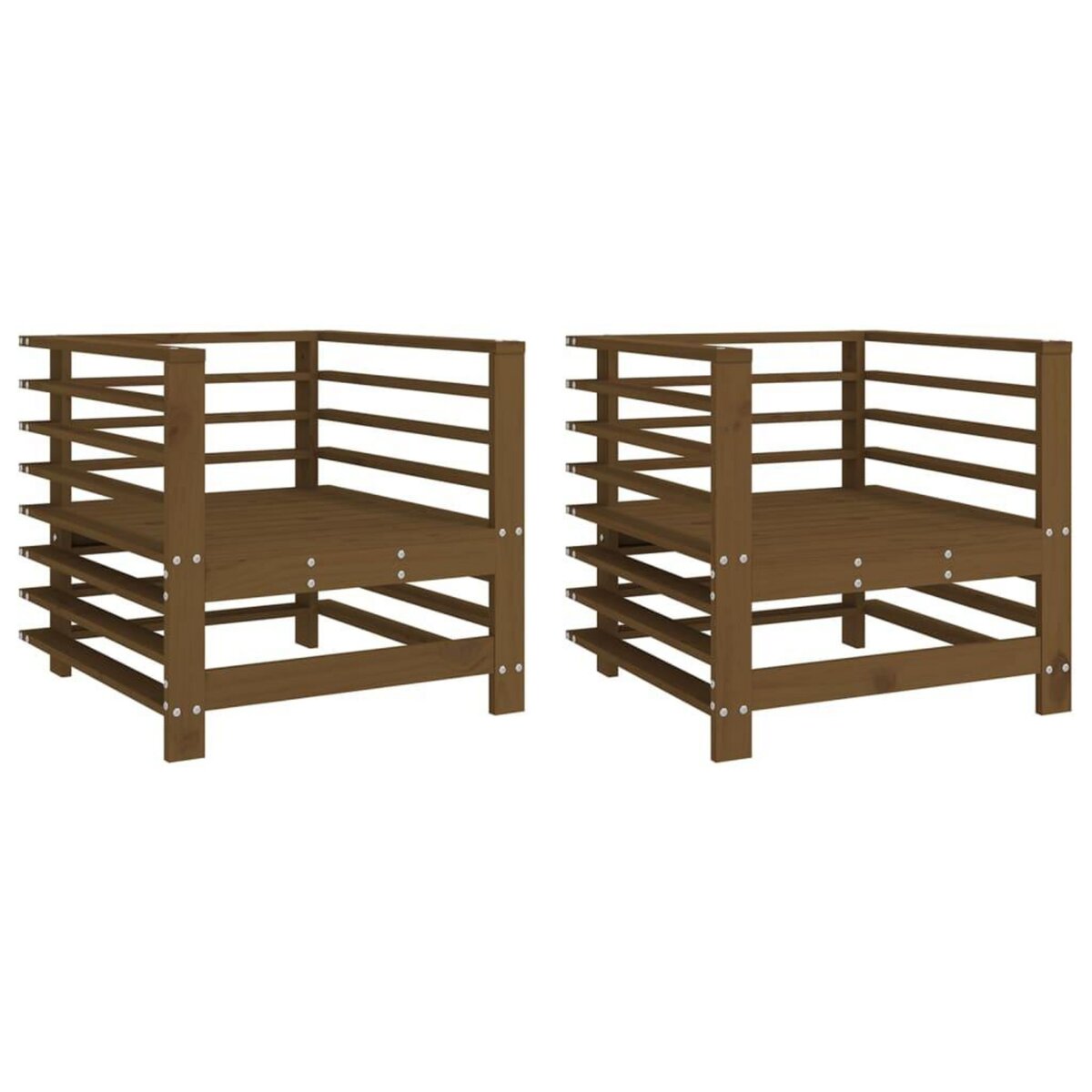VIDAXL Chaises de jardin lot de 2 marron miel bois massif de pin