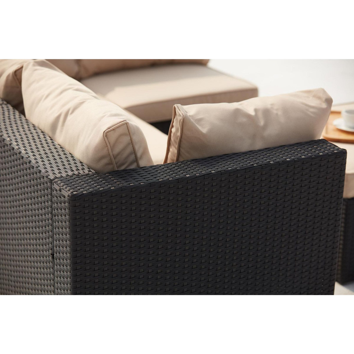 CONCEPT USINE Salon de jardin modulable 5 places en résine tressée blanc MILANO