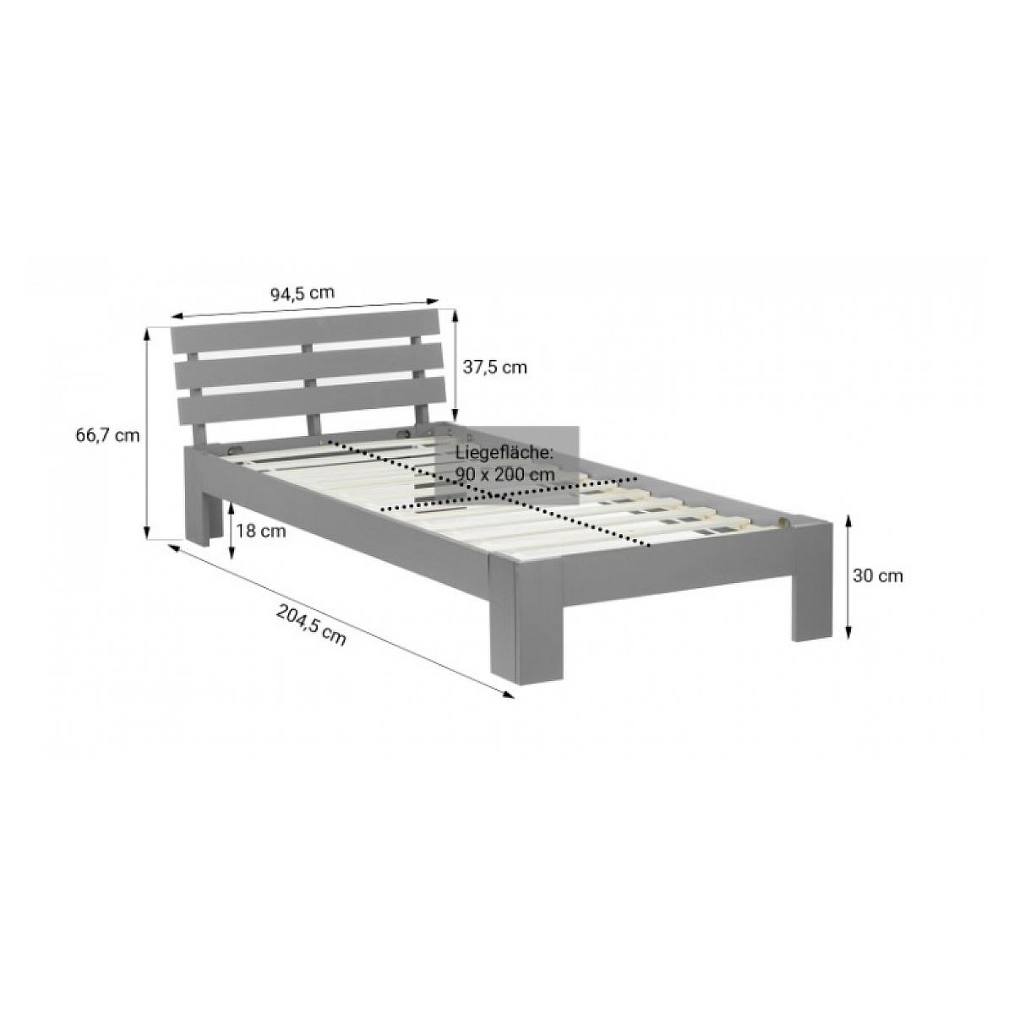Voir la diapositive 2 : HomeStyle4U Lit simple en bois lit futon 90x200 lit pin gris cadre de lit en bois massif