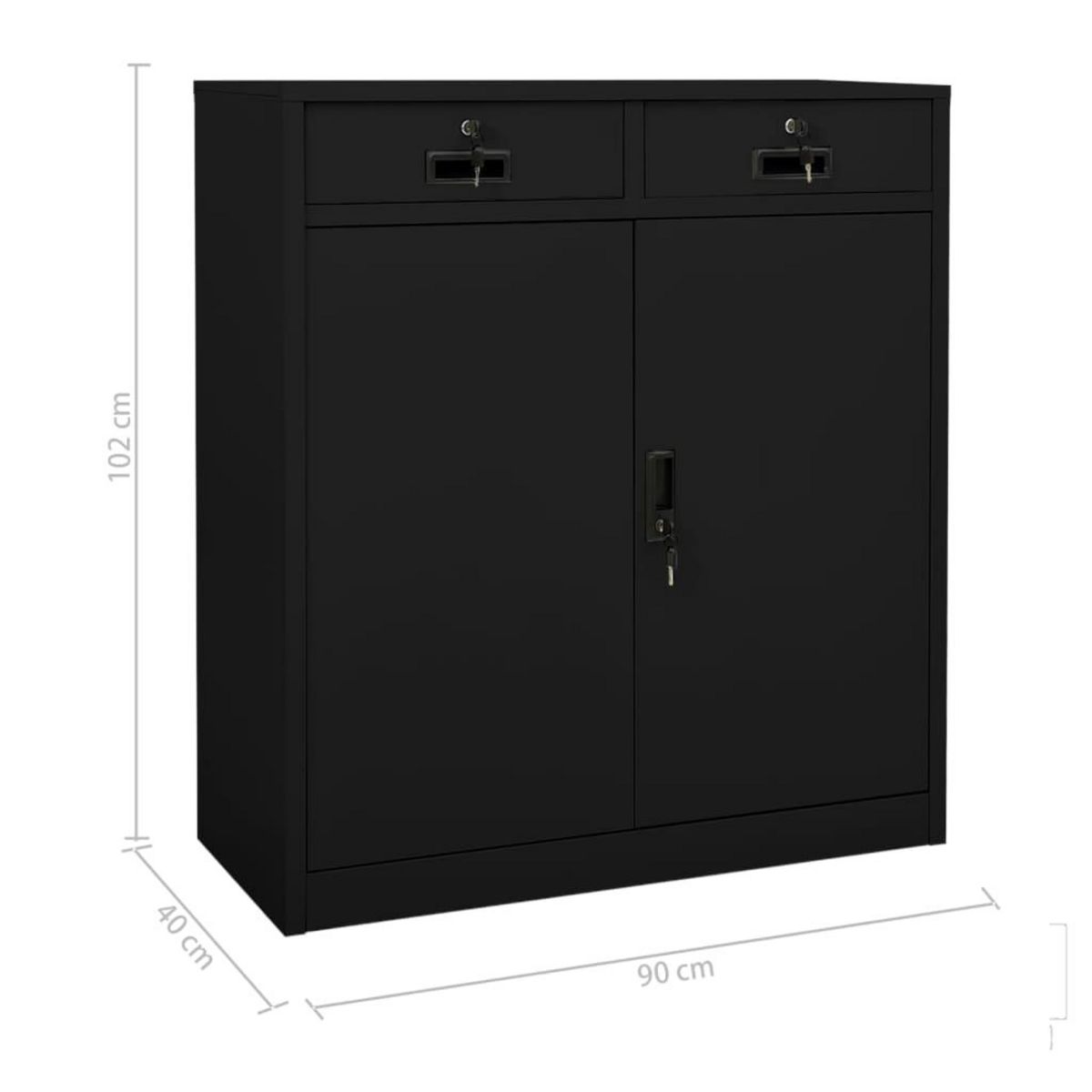 VIDAXL Armoire de bureau Noir 90x40x102 cm Acier