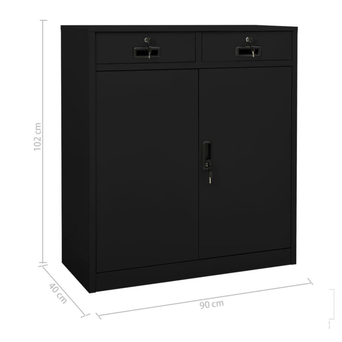VIDAXL Armoire de bureau Noir 90x40x102 cm Acier