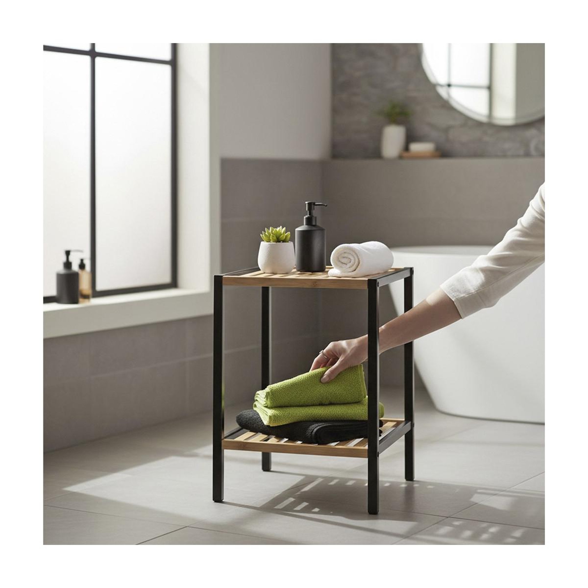 Voir la diapositive 6 : Paris Prix Étagère 2 niveaux en bambou  timmy  47cm naturel