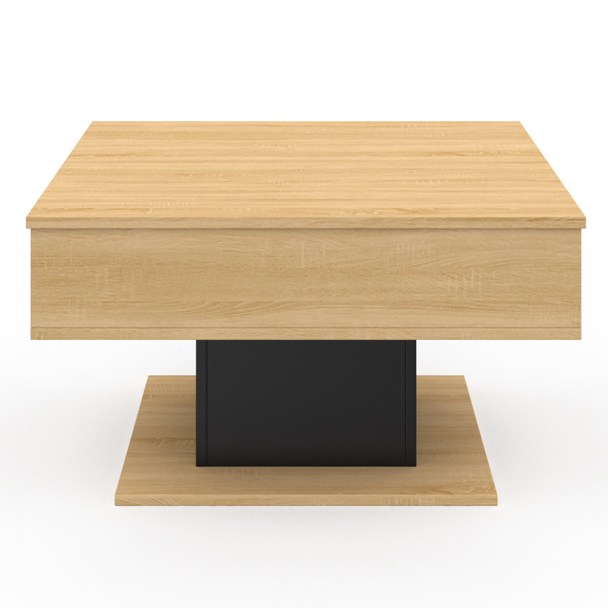 Voir la diapositive 3 : ID MARKET Table basse plateau relevable eden carrée bois et noir