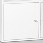Voir la diapositive 3 : ID MARKET Meuble de rangement en escalier LIAM 3 niveaux bois blanc fond gris avec porte et tiroirs