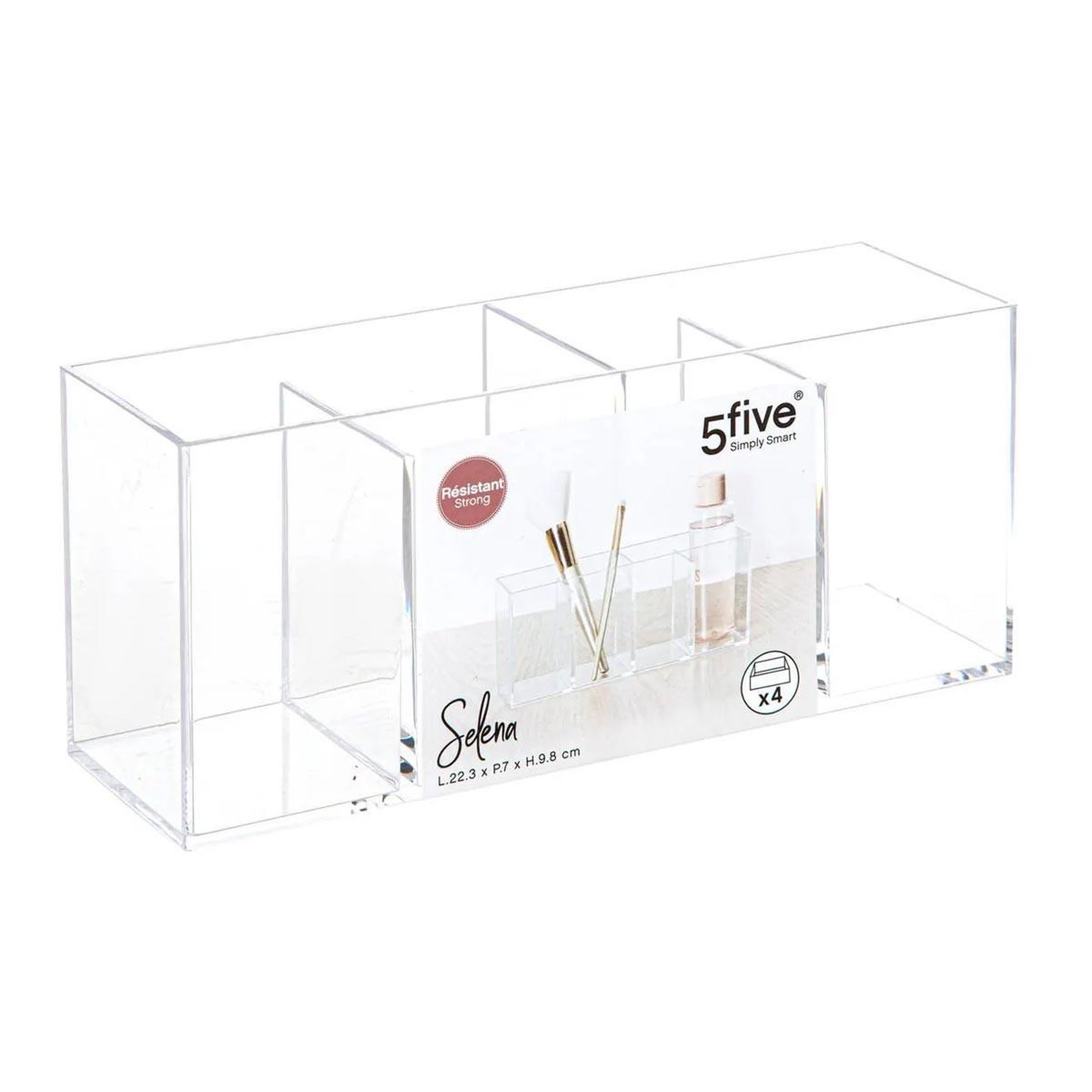 Voir la diapositive 2 : FIVE Organiseur 4 compartiments  selena  22cm transparent