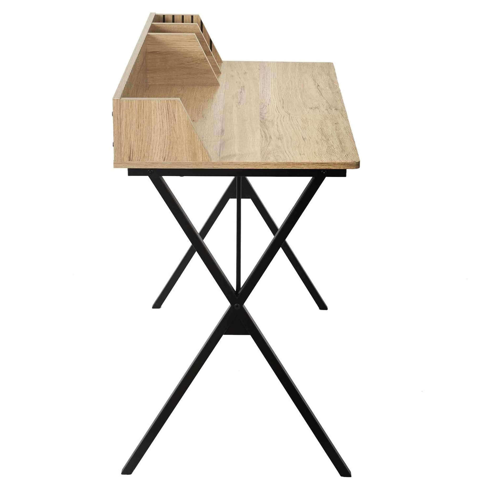Voir la diapositive 5 : The Home Deco Factory Bureau Saulk en bois et métal - Marron et noir