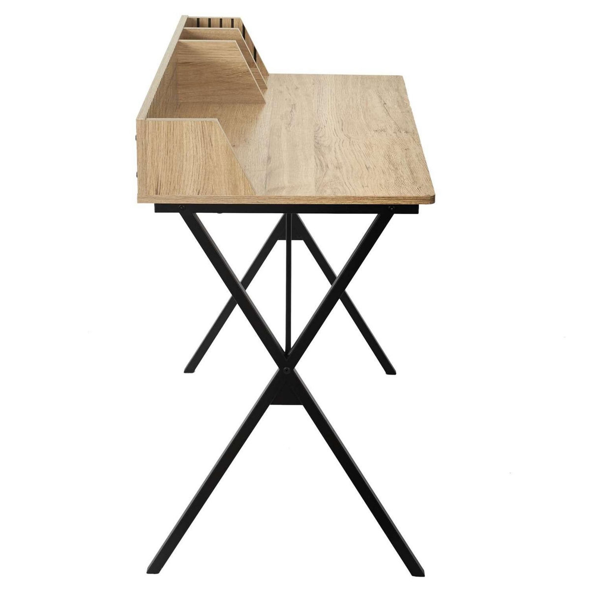 The Home Deco Factory Bureau Saulk en bois et métal - Marron et noir