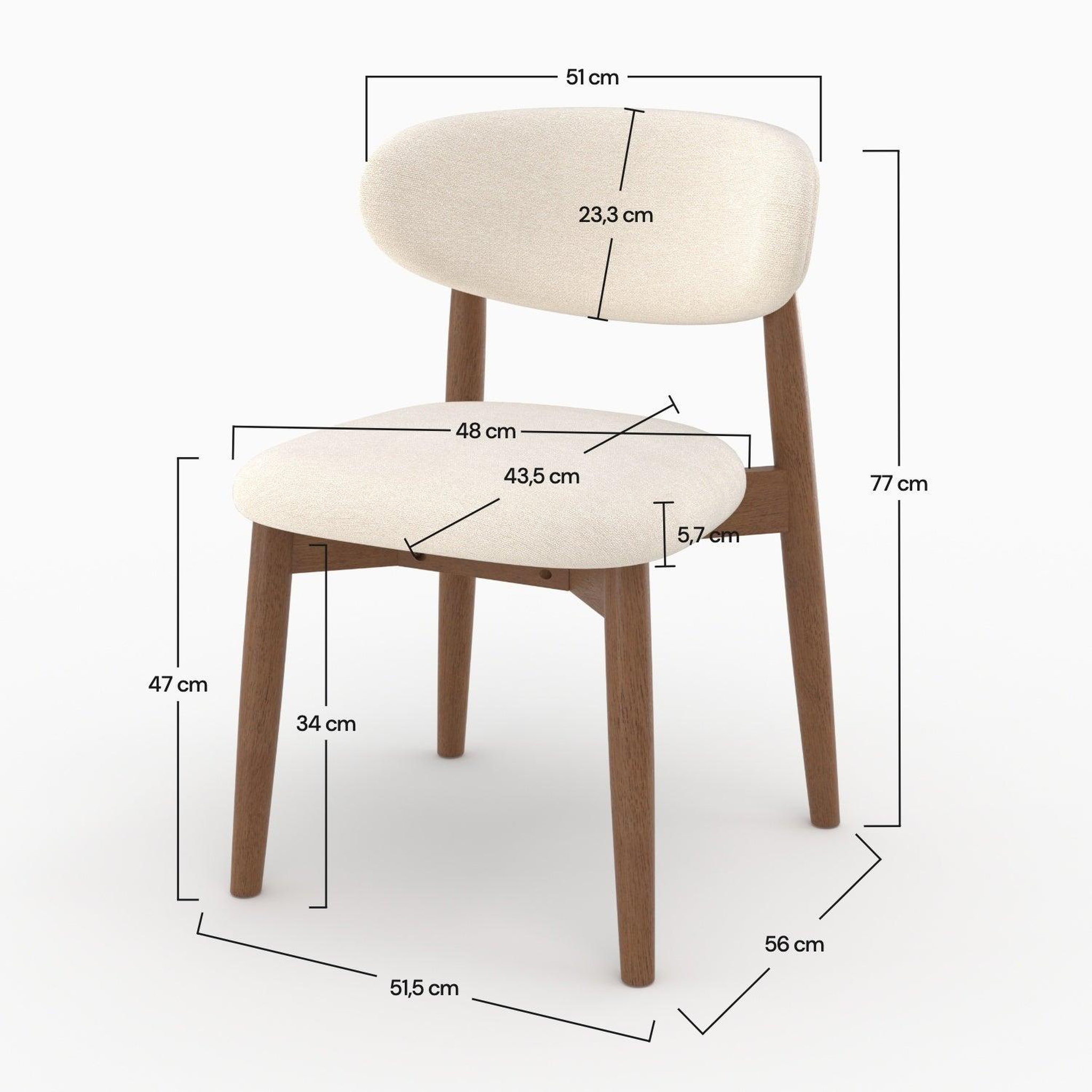 Voir la diapositive 4 : MAISON PAVANE Lot de 2 chaises en tissu beige et bois d'hévéa foncé-yuna