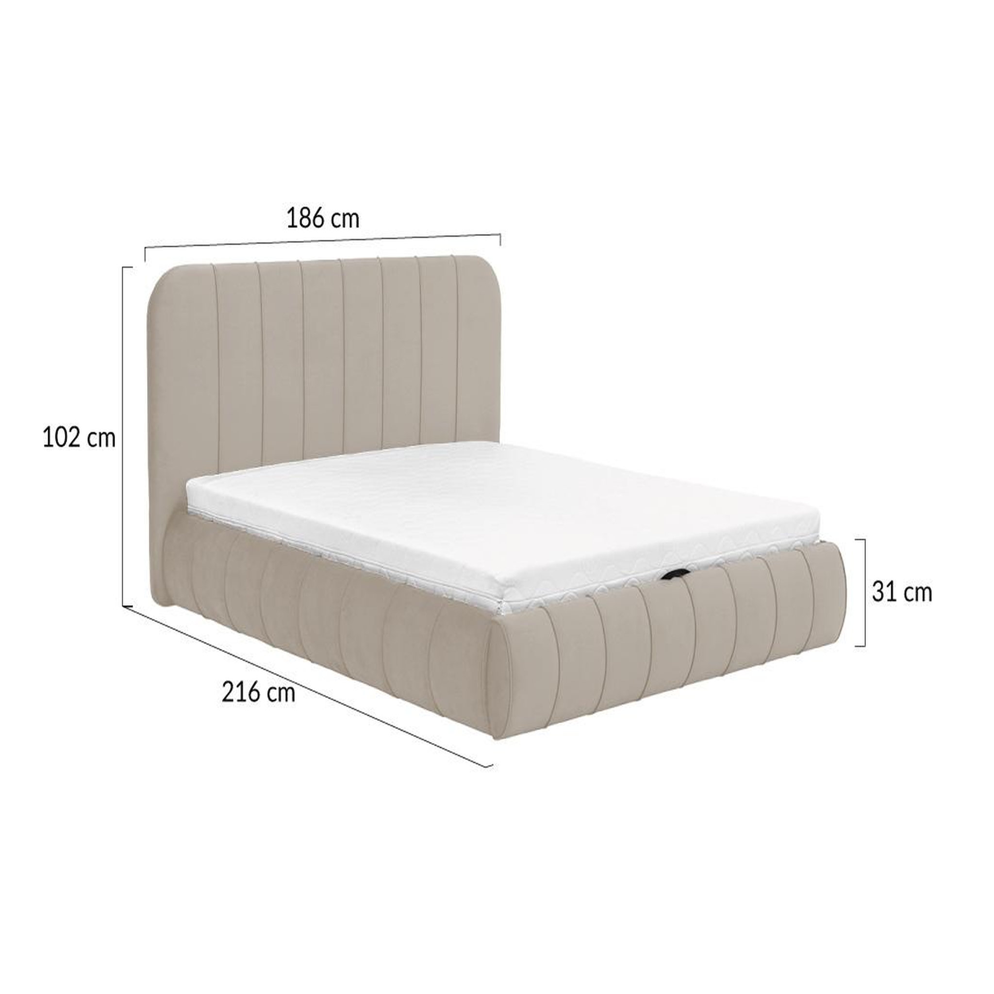 Voir la diapositive 6 : BEST MOBILIER Elsa - lit coffre - 160x200 cm - en velours - sommier inclus