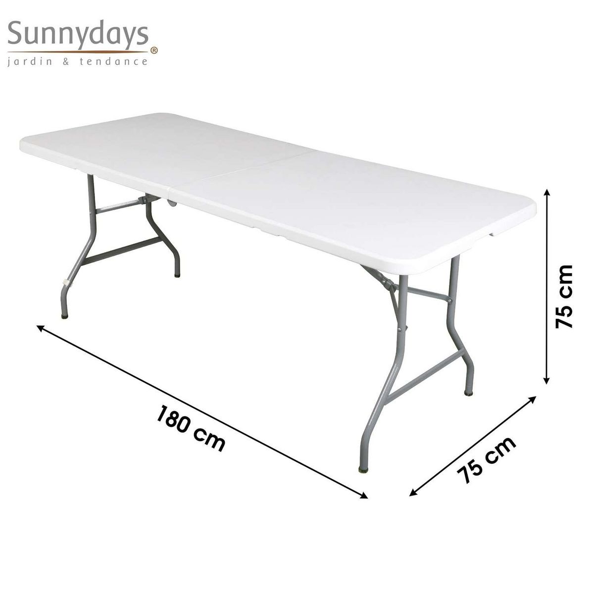SUNNYDAYS Table de réception pliante pour 8 personnes - Blanc