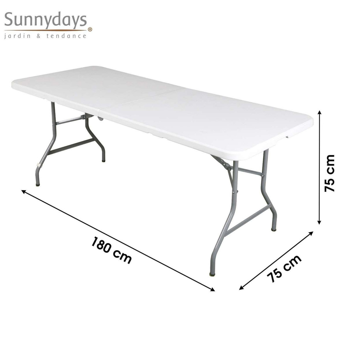 SUNNYDAYS Table de réception pliante pour 8 personnes - Blanc