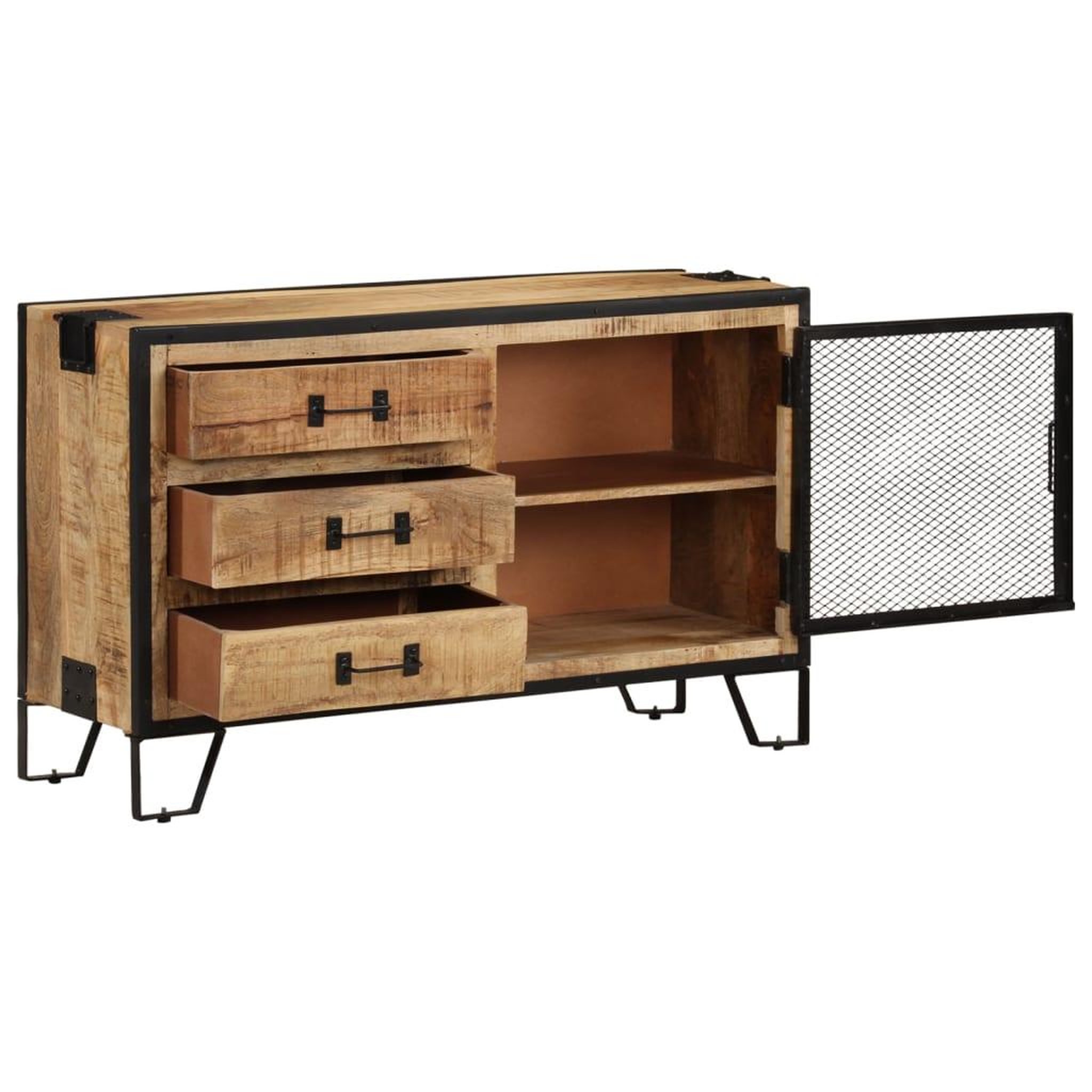 Voir la diapositive 4 : VIDAXL Buffet 100x31x60 cm bois de manguier massif brut