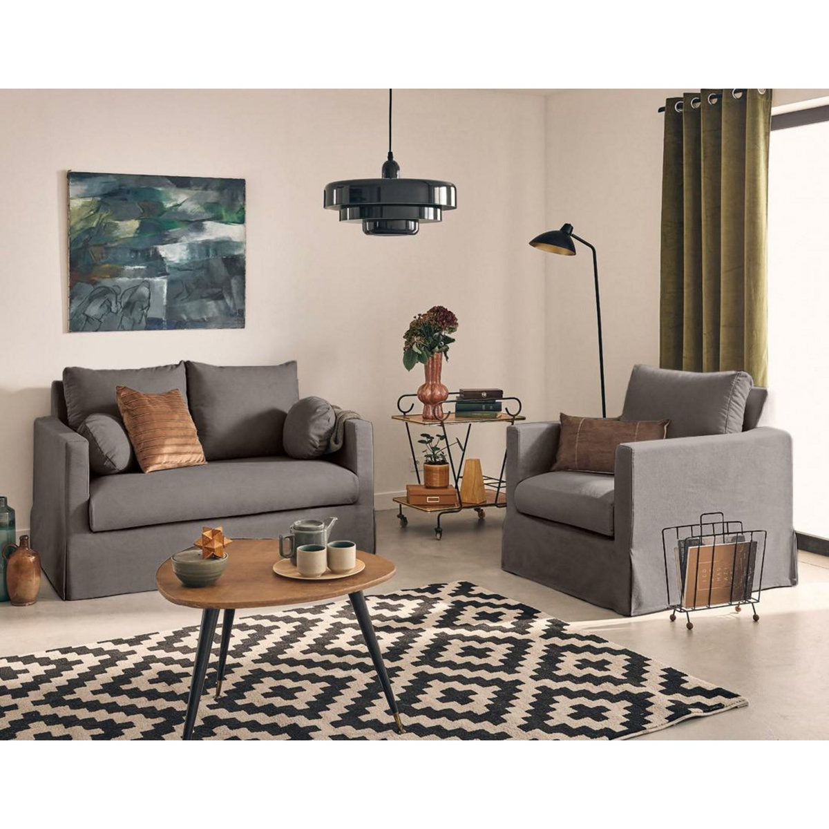 LISA DESIGN Serena - fauteuil déhoussable en tissu