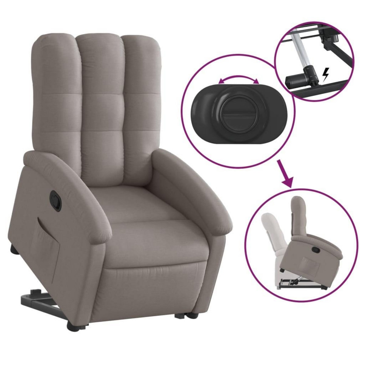 VIDAXL Fauteuil inclinable taupe tissu