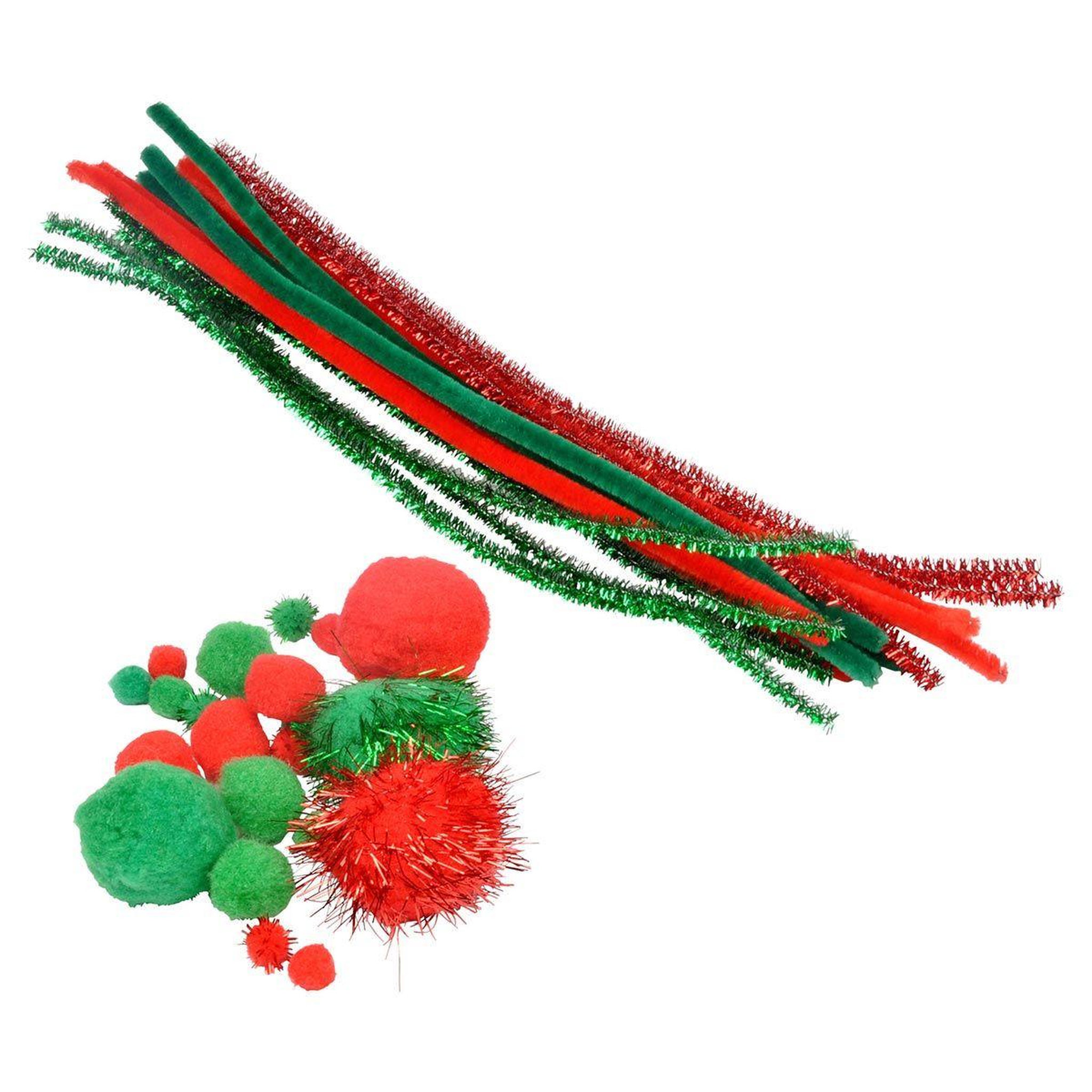 HOMEA Assortiment de Chenilles  Pompons  Rouge & Vert