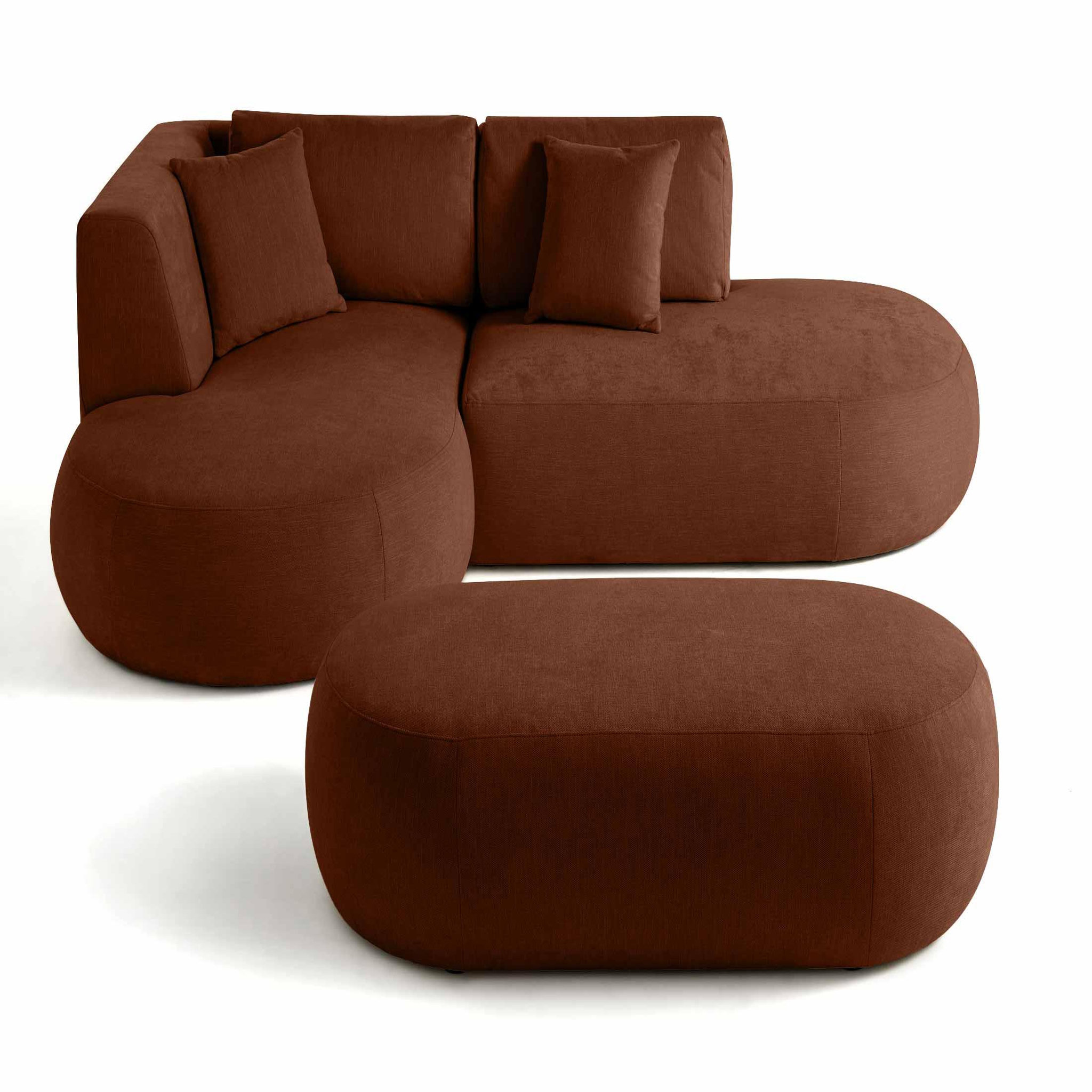 Voir la diapositive 1 : LISA DESIGN Santorini - canapé modulable d'angle gauche + pouf - 4 places - en tissu texturé