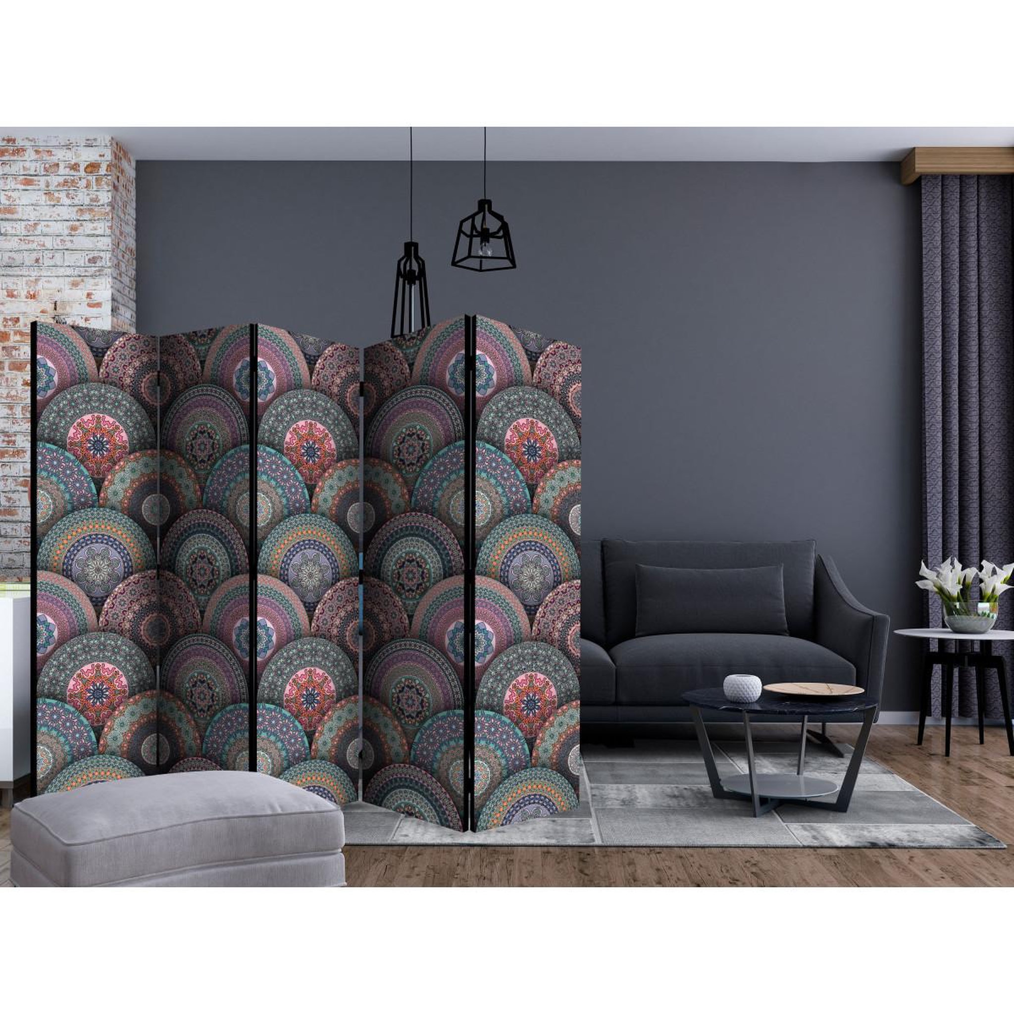 Voir la diapositive 2 : Paris Prix Paravent 5 volets  oriental kaleidoscope  172x225cm