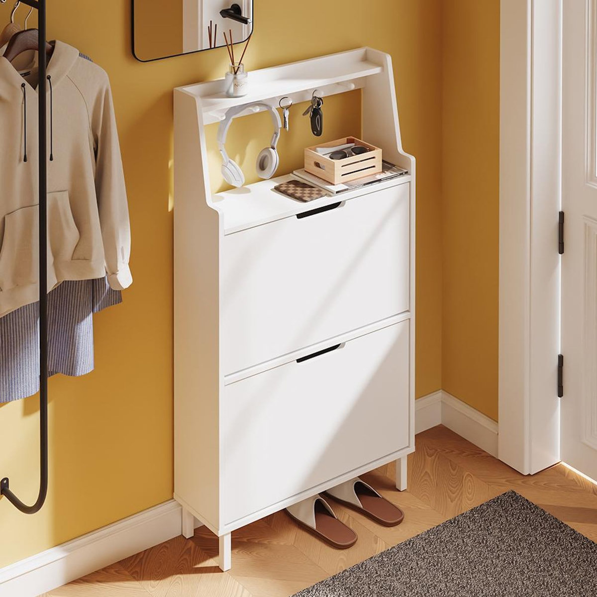 SOBUY Armoire à chaussures Blanc 60x19x119cm FSR221-W