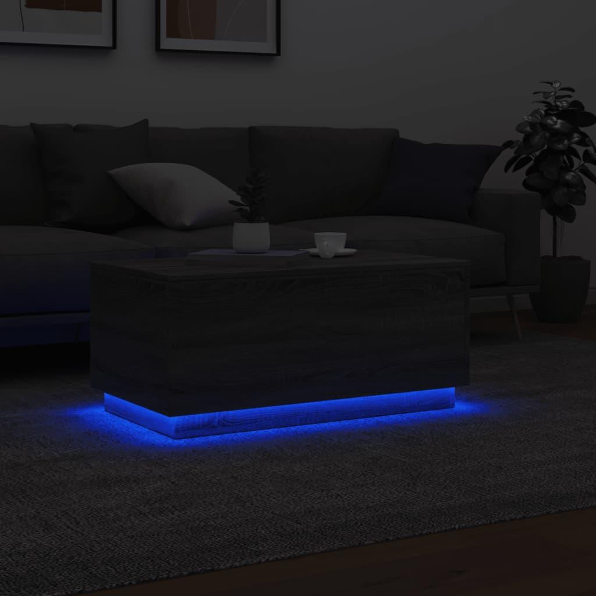 Voir la diapositive 5 : VIDAXL Table basse avec lumieres LED gris sonoma 90x50x40 cm