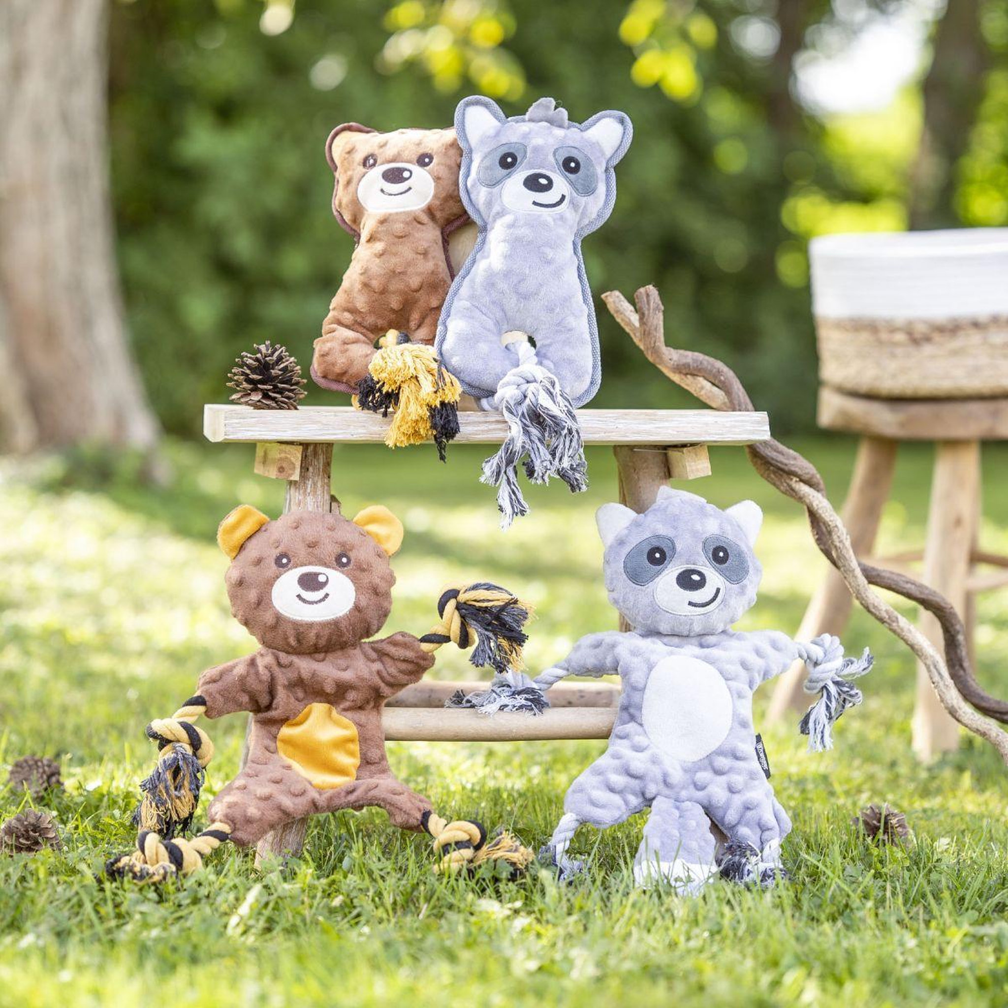 Voir la diapositive 5 : LOVE STORY Jouet peluche chien  raton 4 nœuds  37cm gris