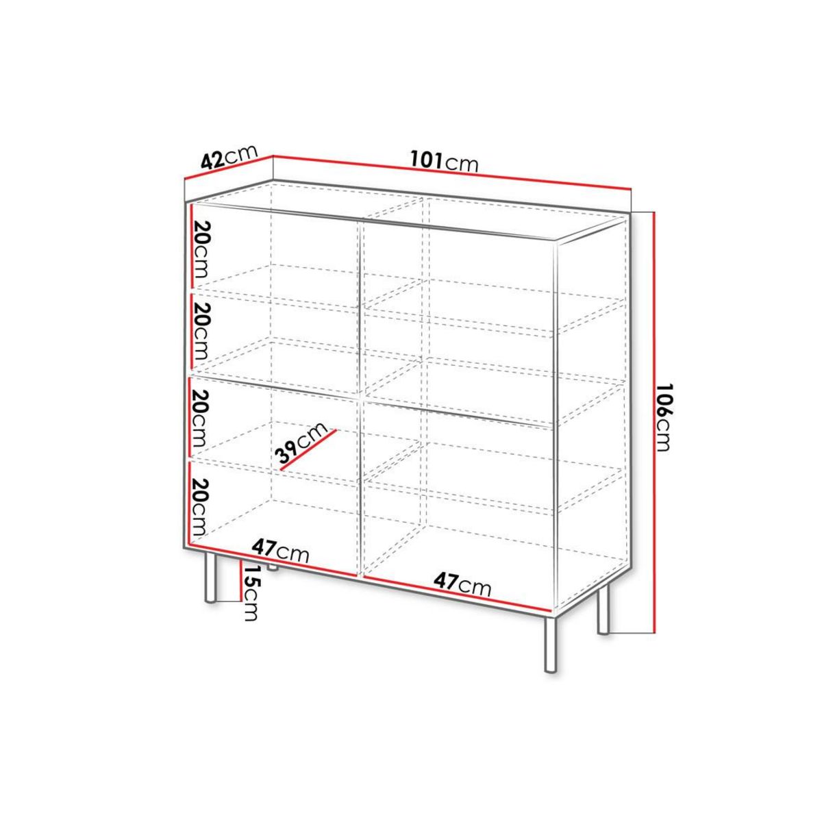 BEST MOBILIER Timote - buffet 2 portes - écru - 4 portes - 106 cm