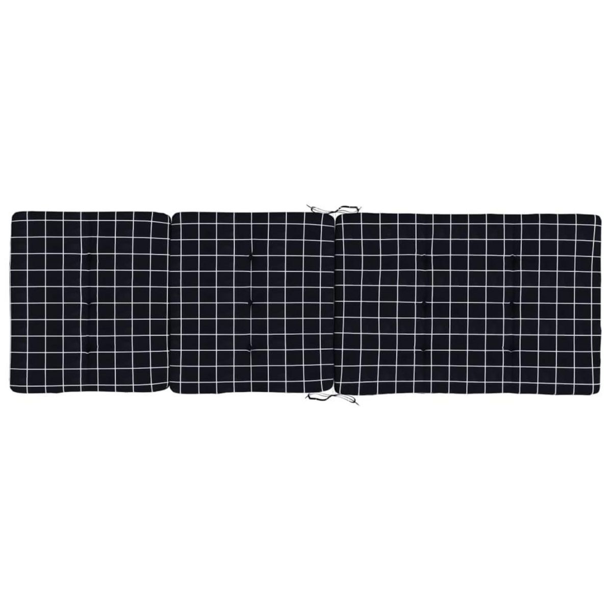 VIDAXL Coussins de chaise longue lot de 2 noir motif a carreaux