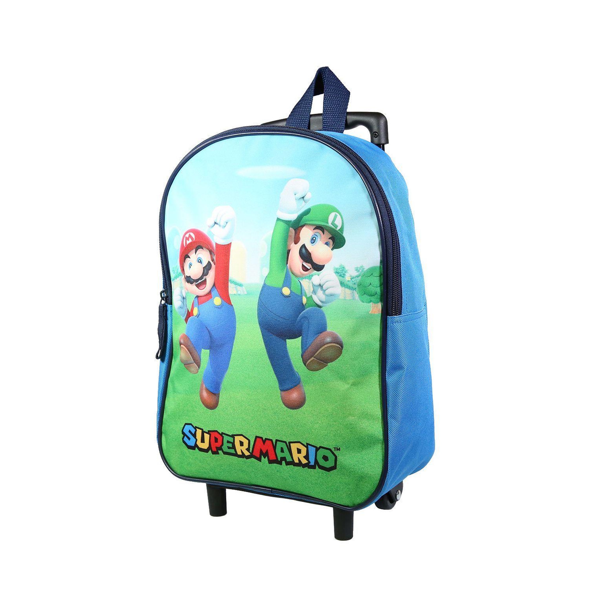 Voir la diapositive 2 : Bagtrotter BAGTROTTER Sac à dos à roulettes 31 cm maternelle Super Mario Bleu