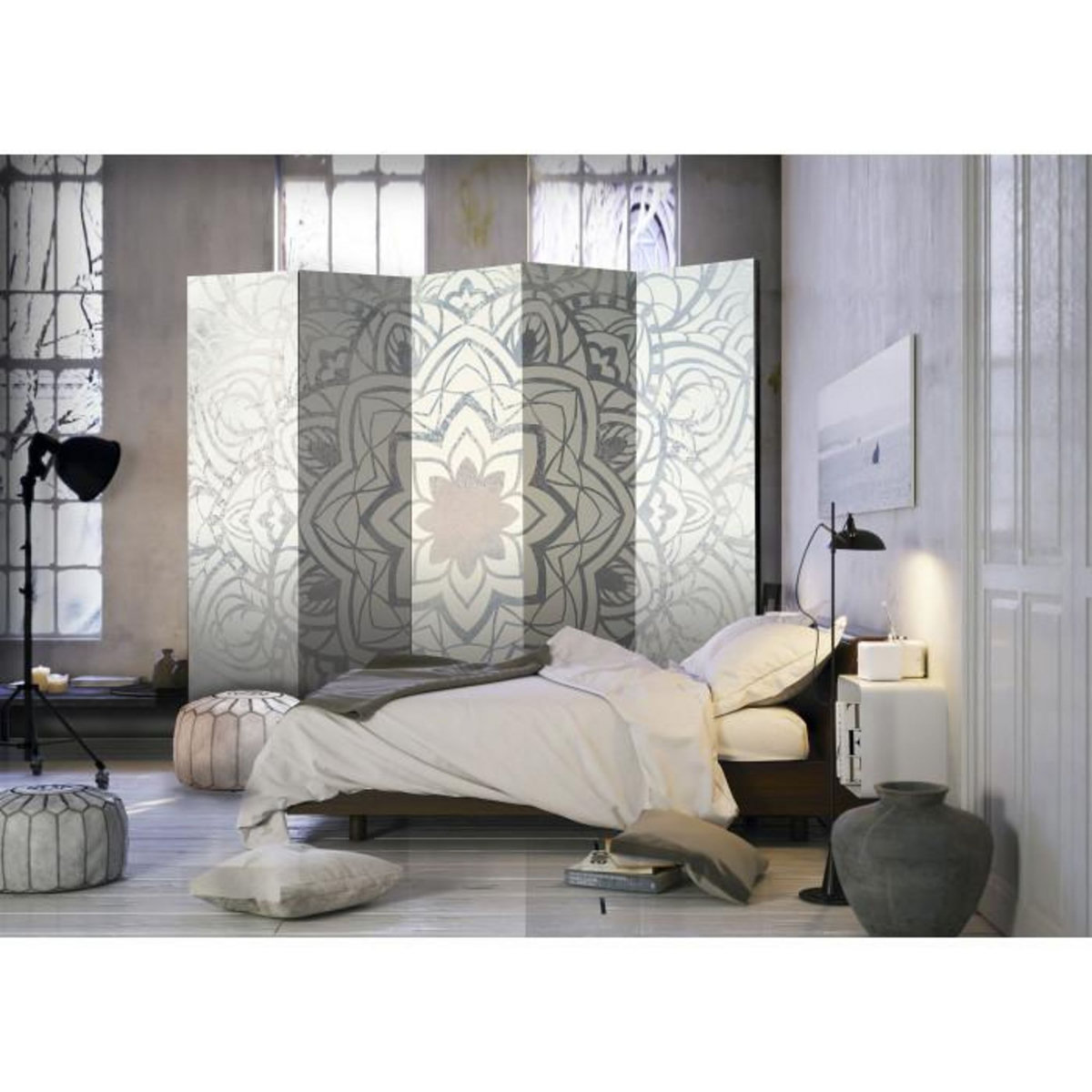 Paris Prix Paravent 5 Volets  Paravent : Mandala Hivernale  172x225cm