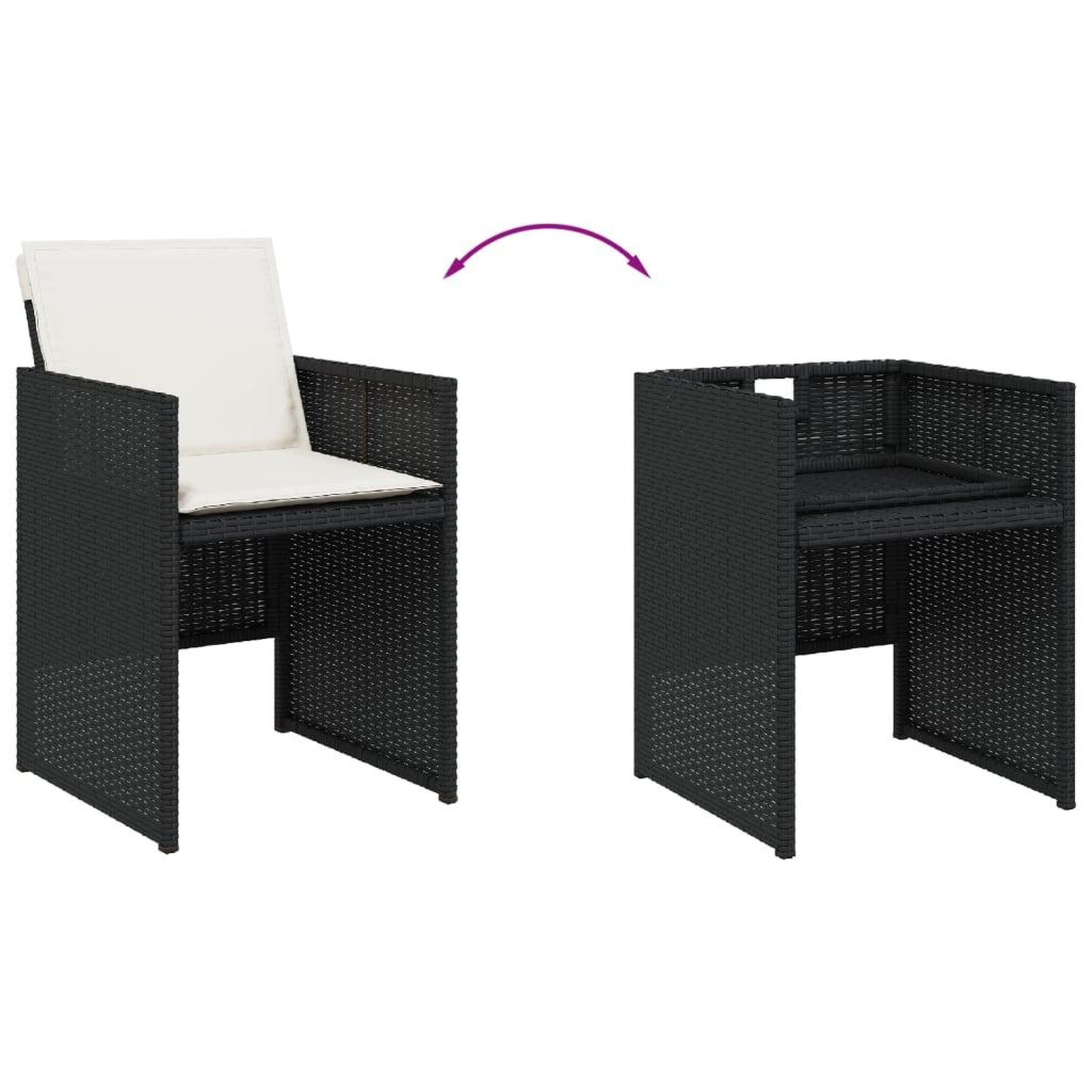 Voir la diapositive 5 : VIDAXL Ensemble a manger de jardin 15 pcs coussins noir resine tressee