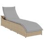 Voir la diapositive 1 : VIDAXL Chaise longue pliante coussin et rangement beige resine tressee