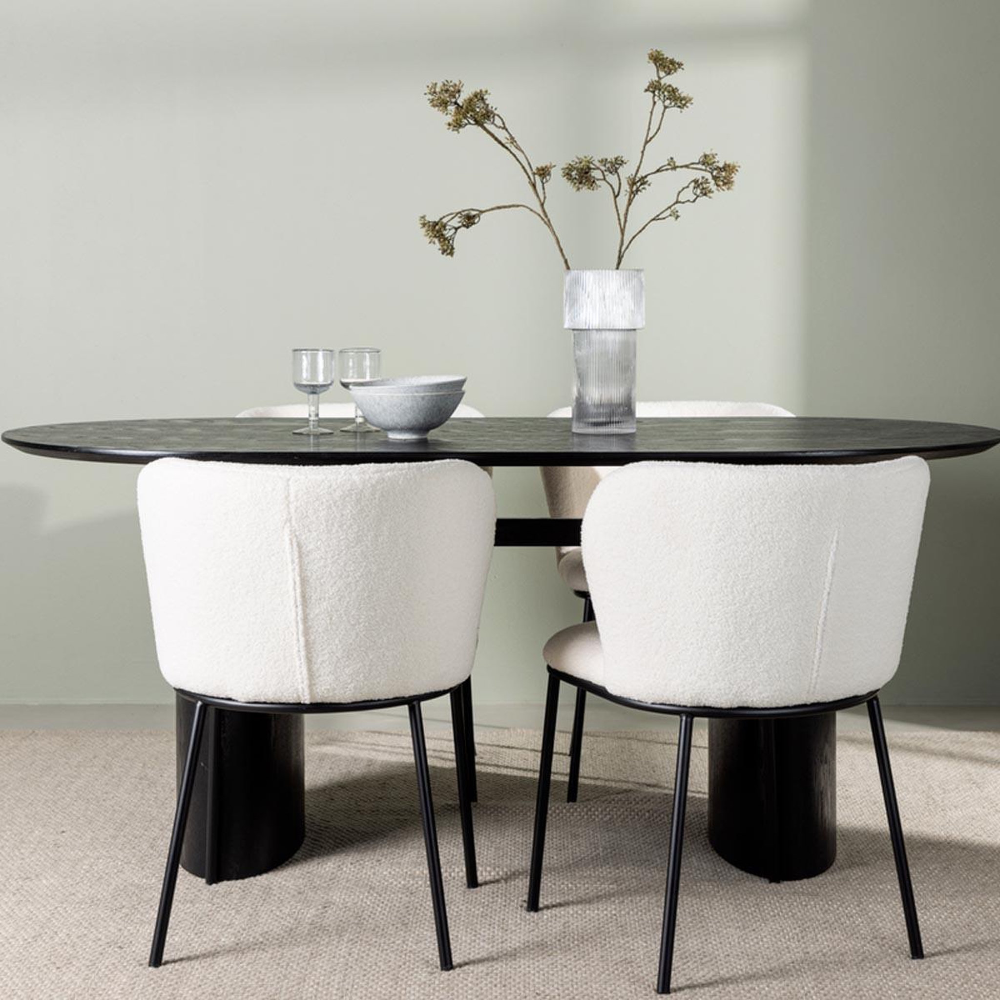 Voir la diapositive 5 : Paris Prix Ensemble table à manger & 4 chaises  isolde & edina  180cm noir & blanc