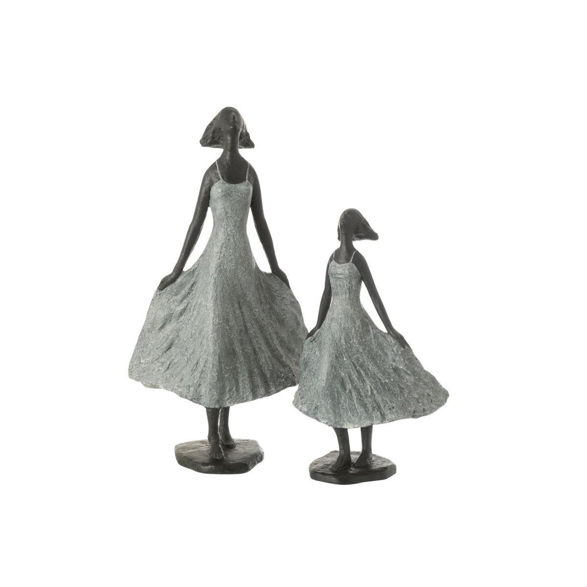 Voir la diapositive 4 : J-LINE Statuette fille en résine  ciel  38cm gris