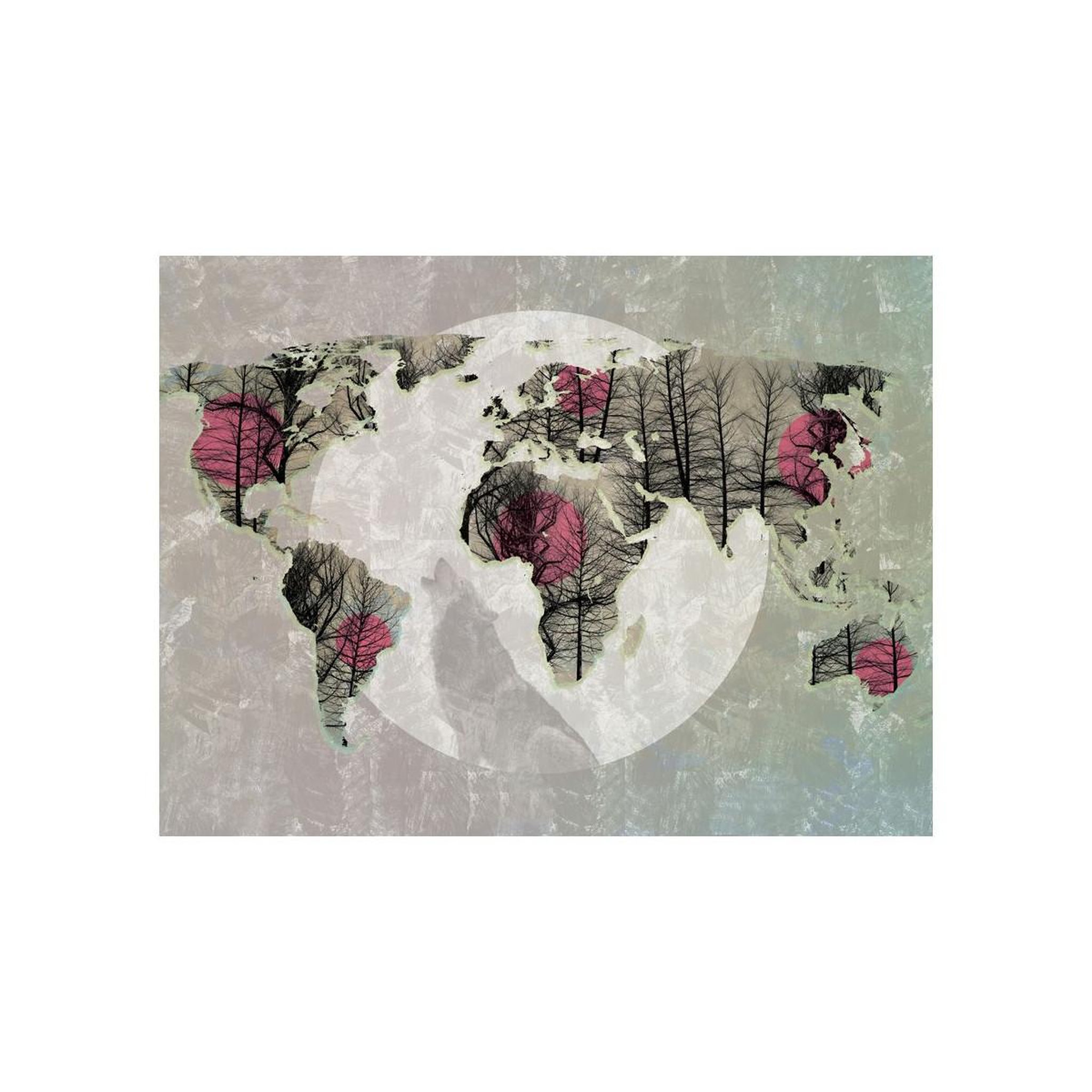 Voir la diapositive 2 : Paris Prix Papier Peint  Map of the World Howling To the Moon
