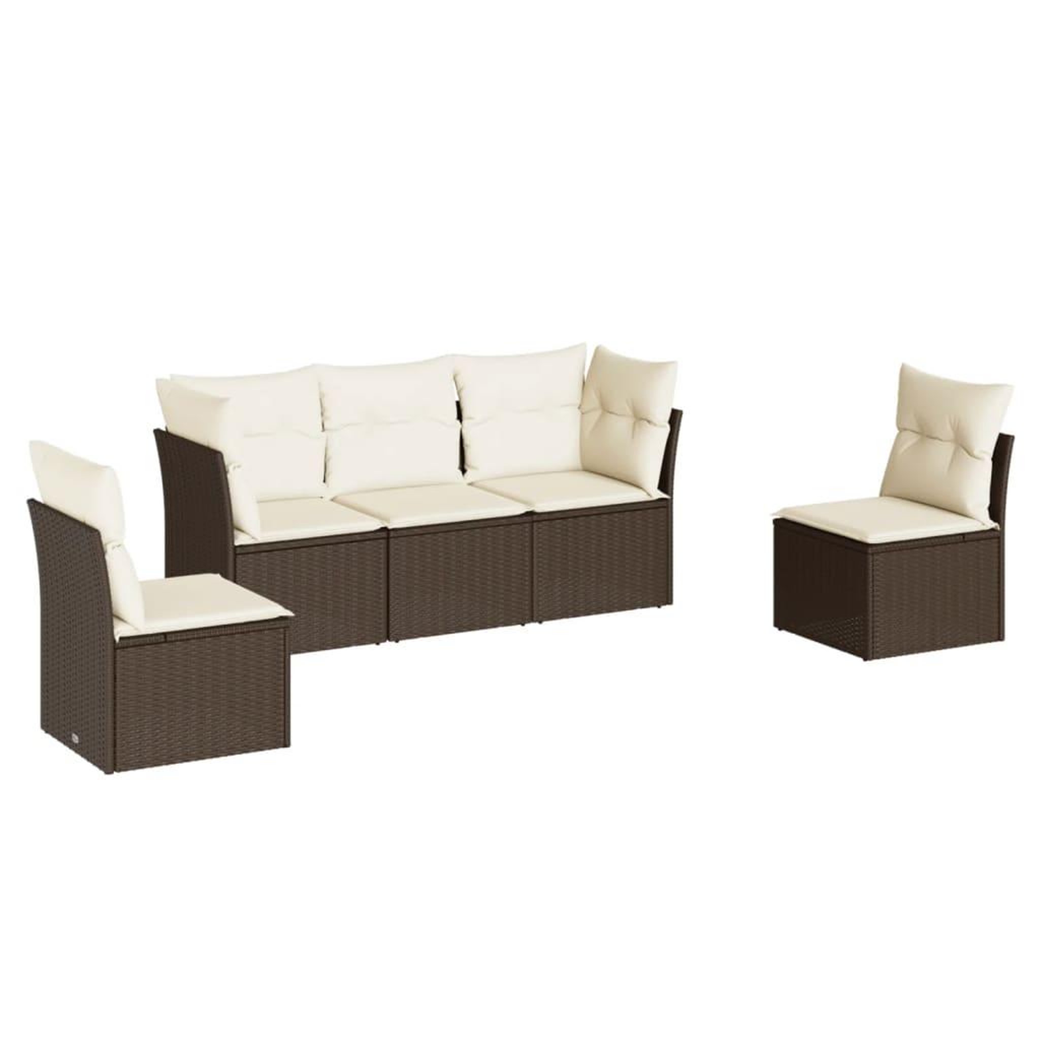 Voir la diapositive 2 : VIDAXL Salon de jardin avec coussins 5 pcs marron resine tressee