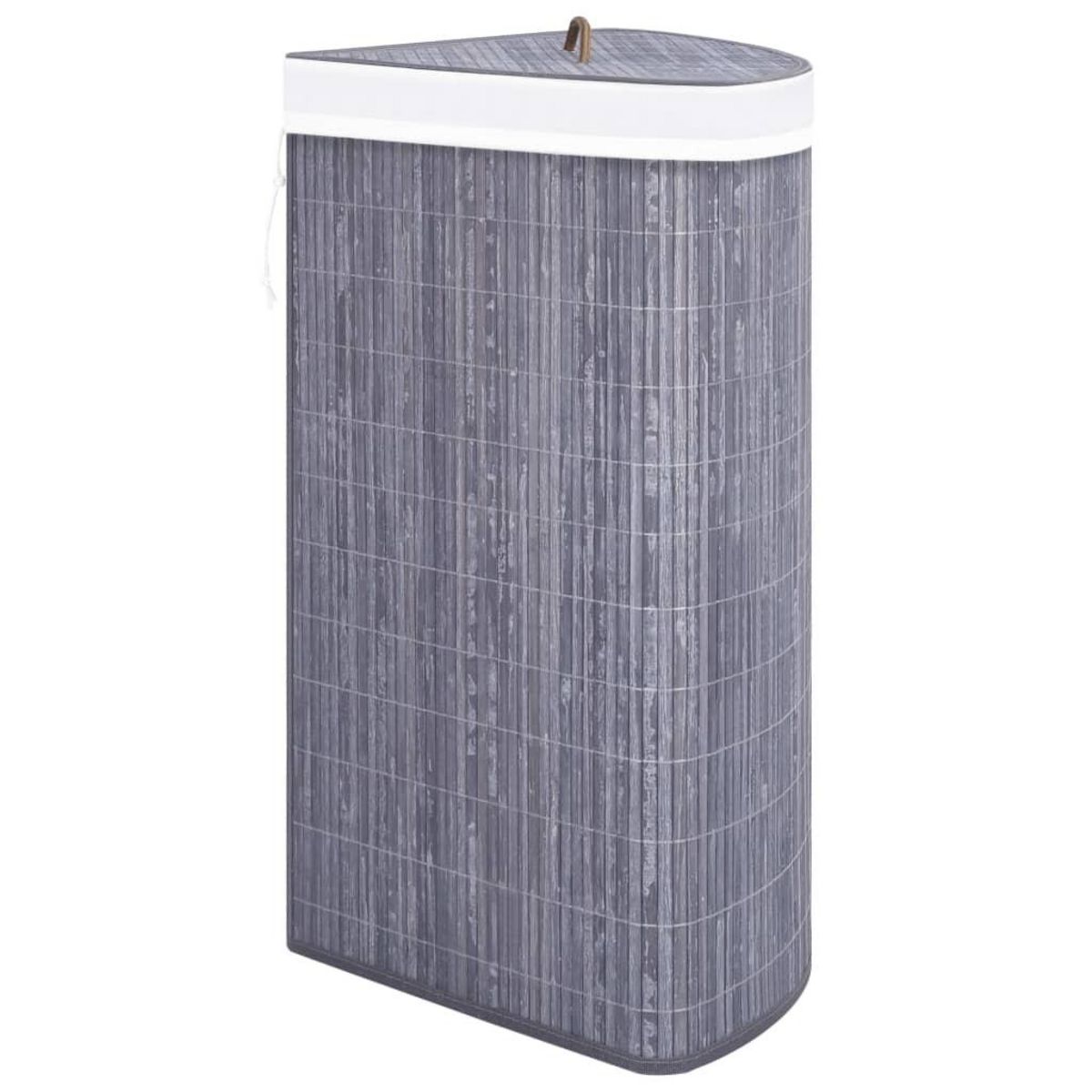 VIDAXL Panier a linge d'angle Bambou Gris 60 L