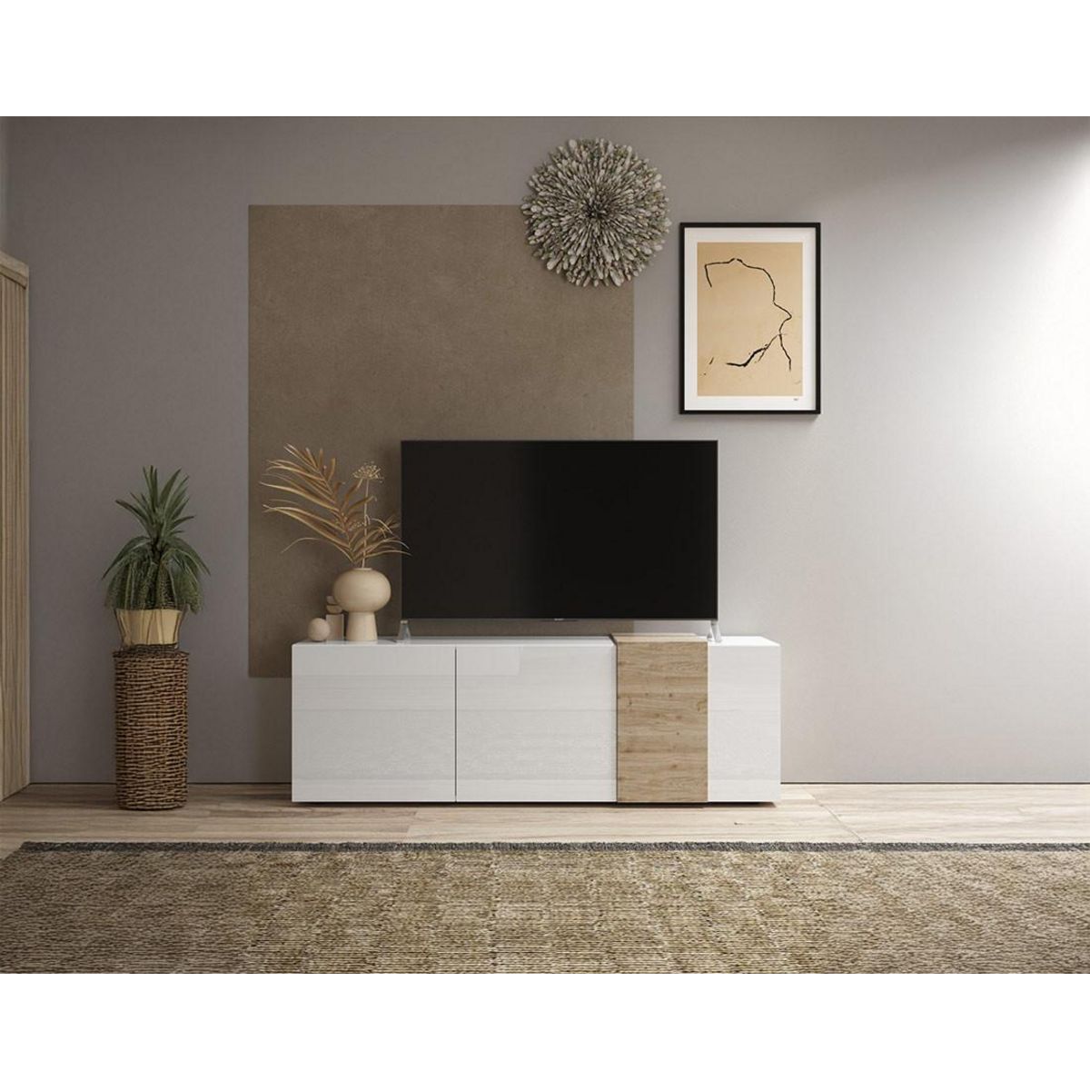 BEST MOBILIER Leon - meuble tv - 3 portes - 181 cm