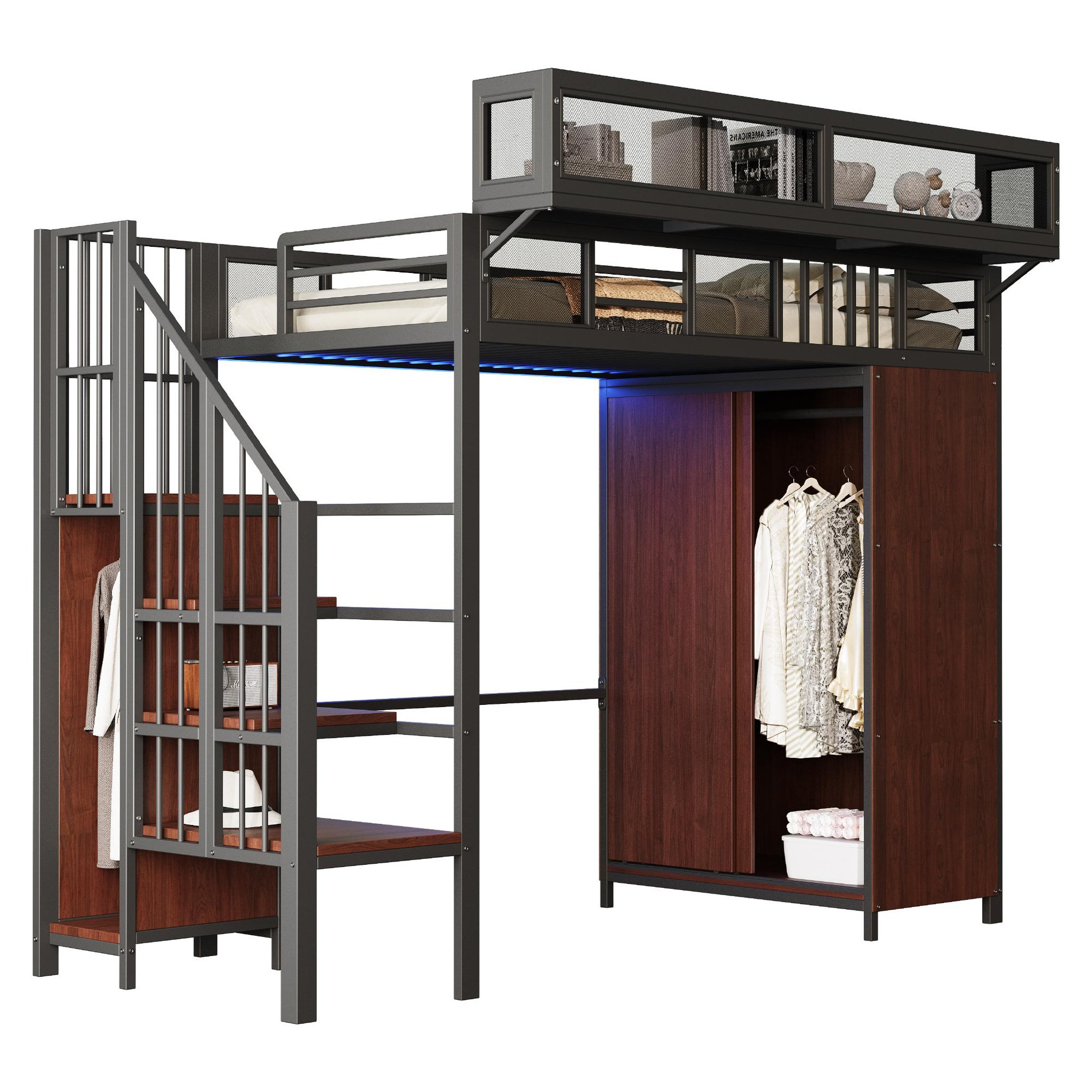 MERAX Lit mezzanine. Coloris disponibles : Noir