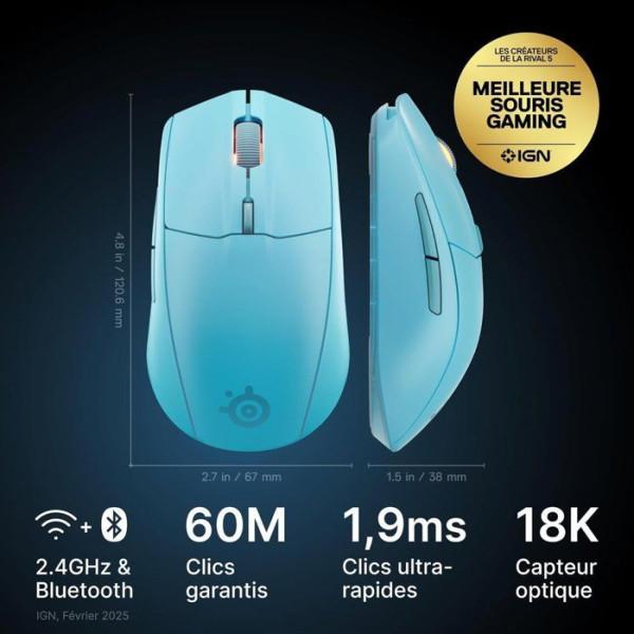 Voir la diapositive 6 : STEEL SERIES Souris gamer sans fil rival 3 wl gen 2 aqua