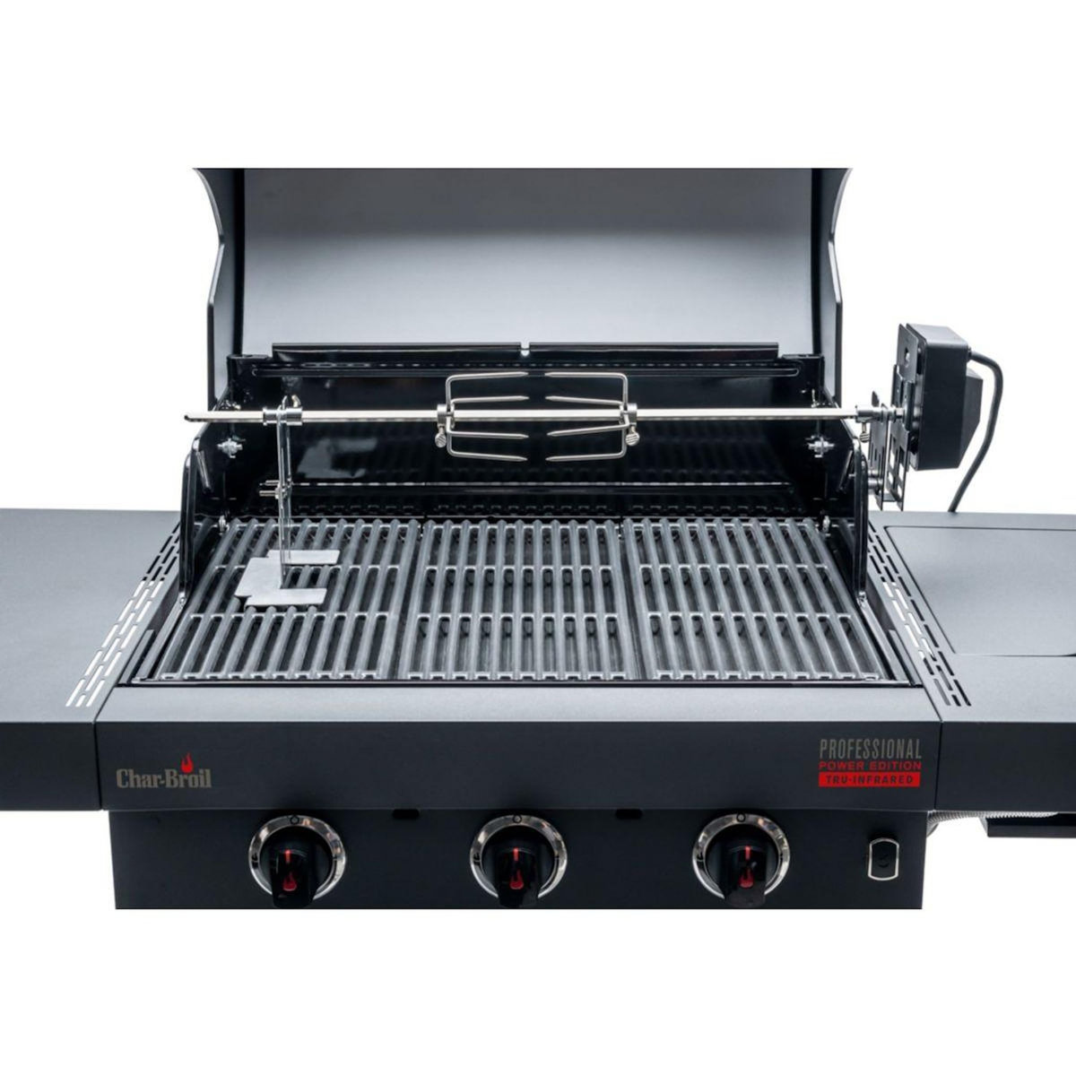 CHAR BROIL Tourne broche barbecue Inox avec boitier noir