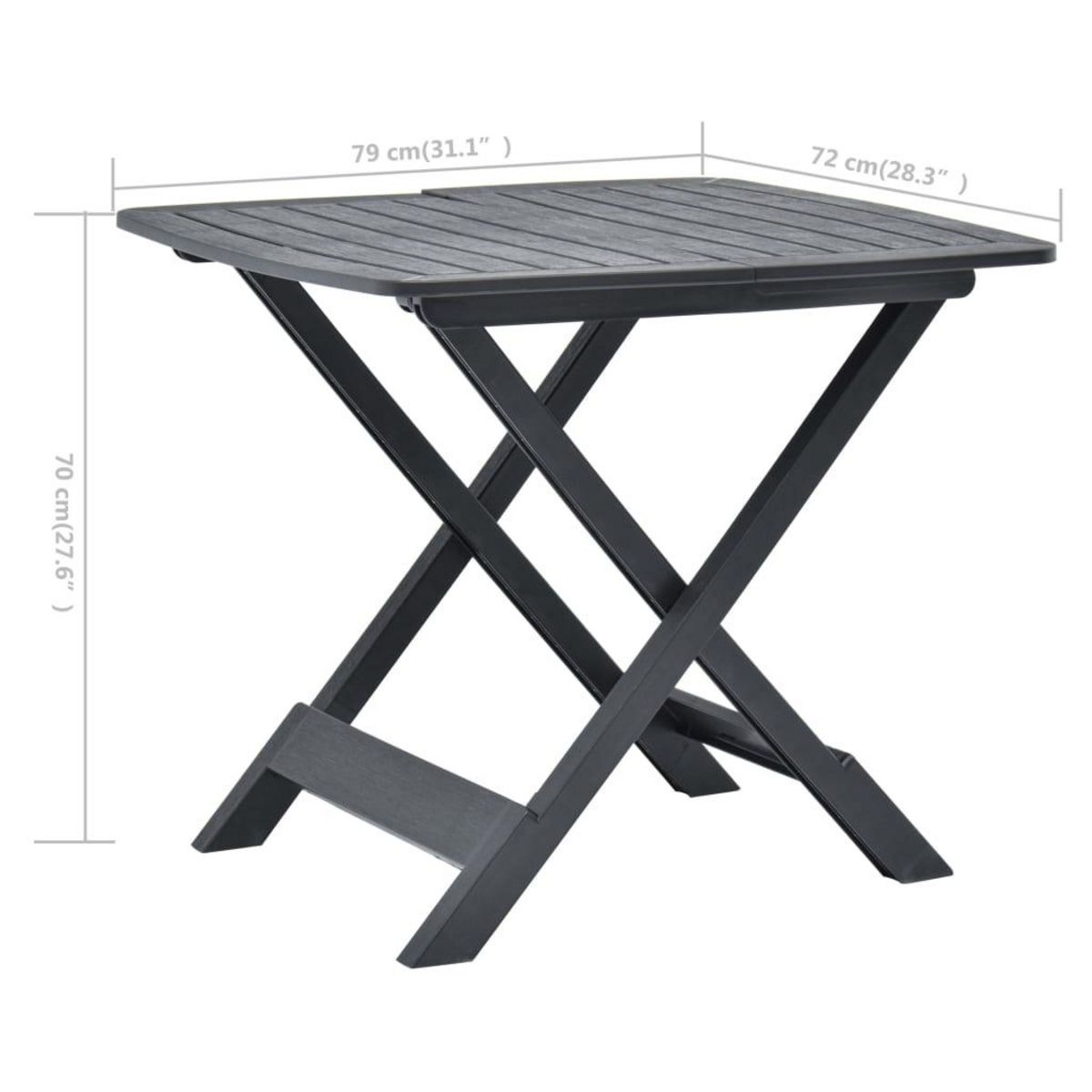 VIDAXL Table pliable de jardin Anthracite 79x72x70 cm Plastique