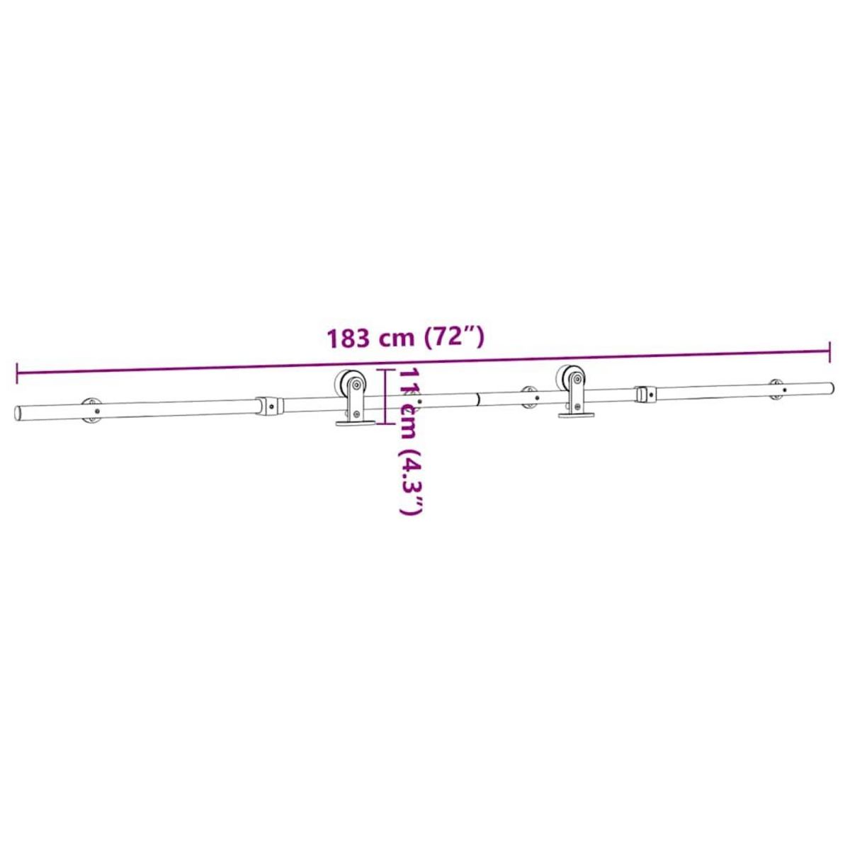 VIDAXL Kit fixation porte coulissante 183 cm Acier inoxydable Argente