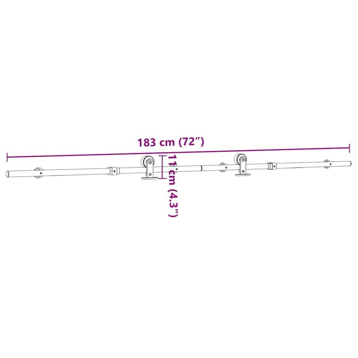 VIDAXL Kit fixation porte coulissante 183 cm Acier inoxydable Argente
