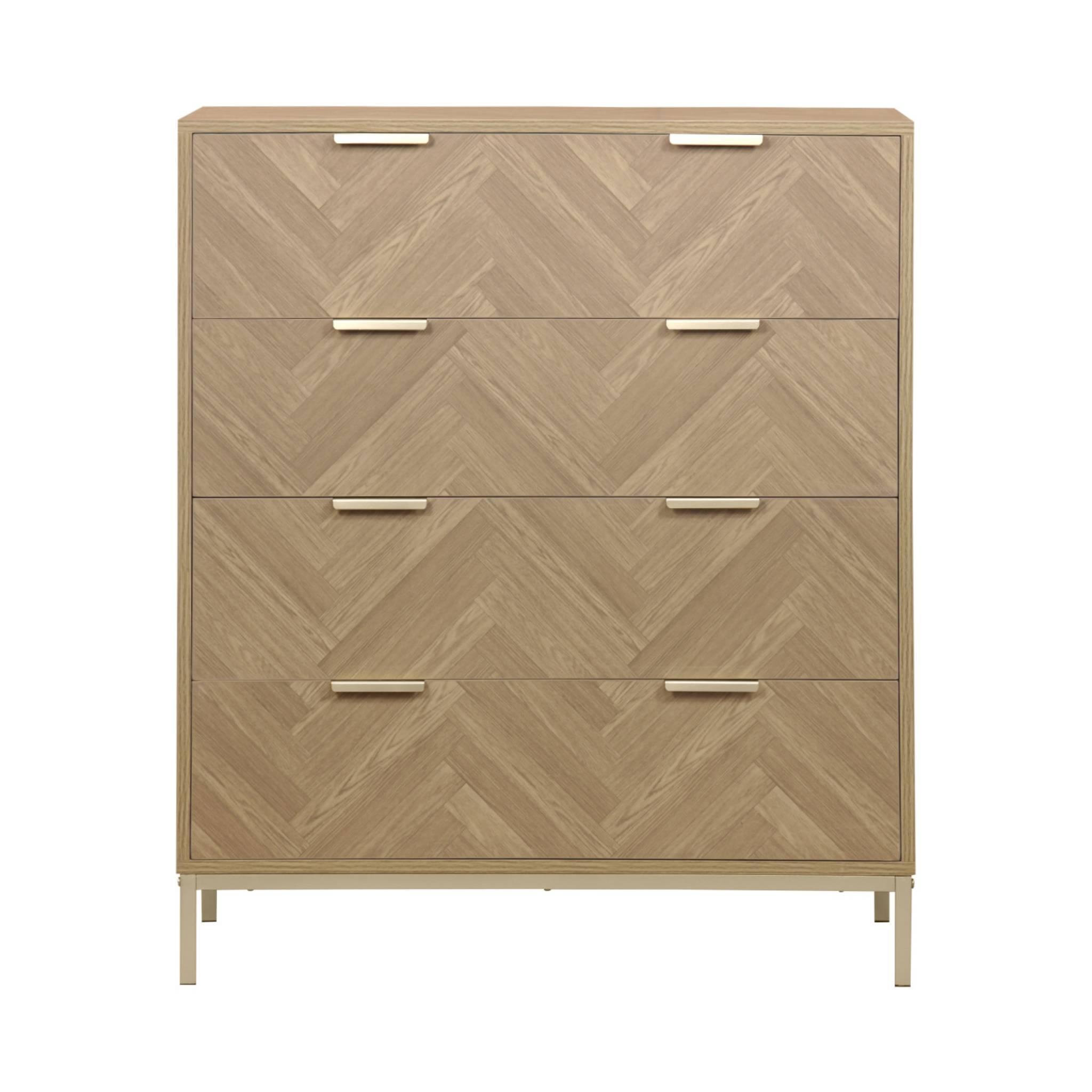 Voir la diapositive 5 : SWEEEK Commode Budapest. quatre tiroirs. décor chevrons L 80 x l 40 x H 95cm