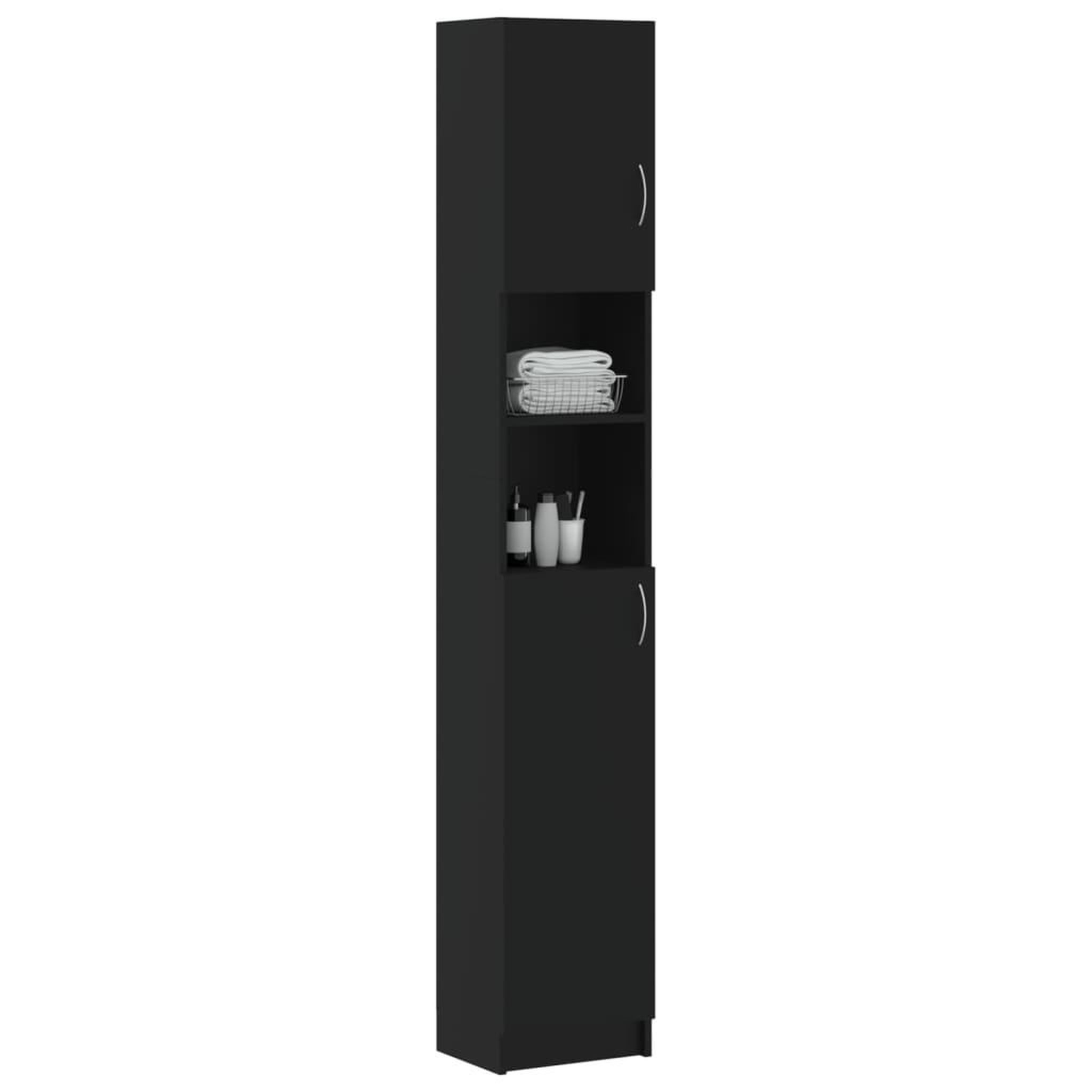 Voir la diapositive 3 : VIDAXL Armoire de salle de bain Noir 32x25,5x190 cm Bois d'ingenierie