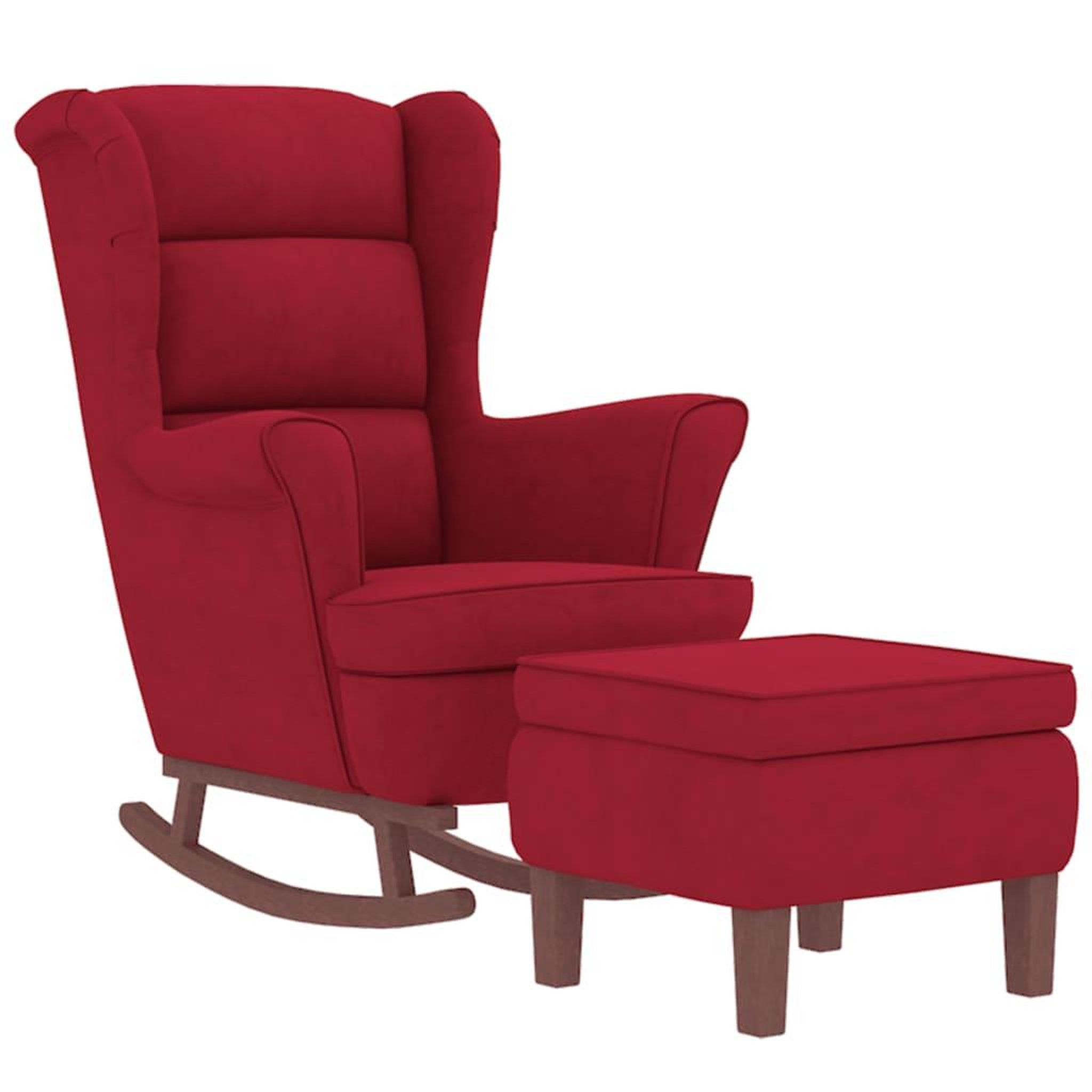 Voir la diapositive 3 : VIDAXL Chaise a bascule avec pieds en bois et tabouret Bordeaux