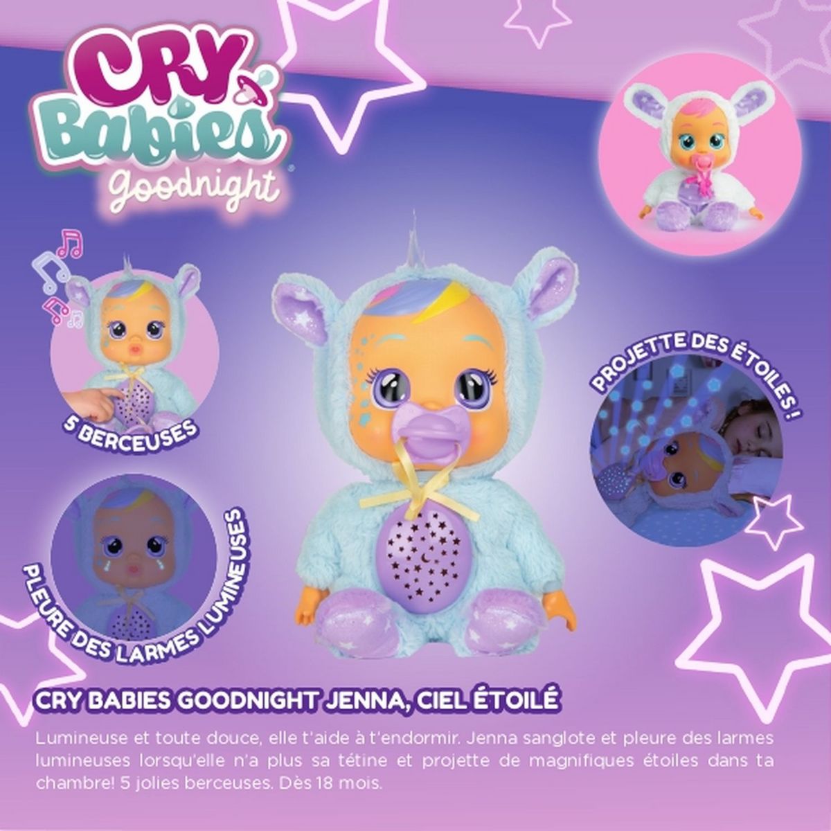 IMC TOYS Poupon à fonction - CRY Babies bonne nuit Jenna 