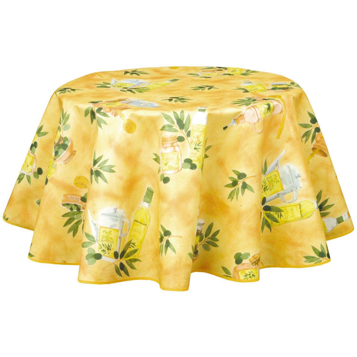 HABITABLE Nappe en toile cirée ronde provençale Pistou - Diam. 150 cm - Jaune