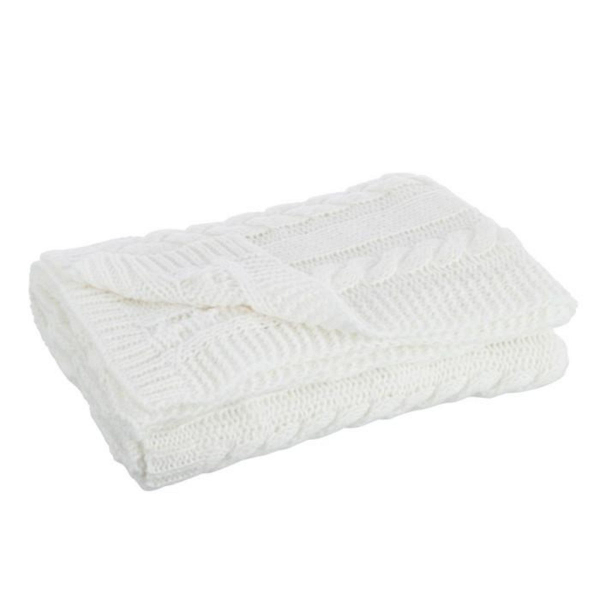 Paris Prix Plaid Uni Tricoté  Twist  130x180cm Blanc